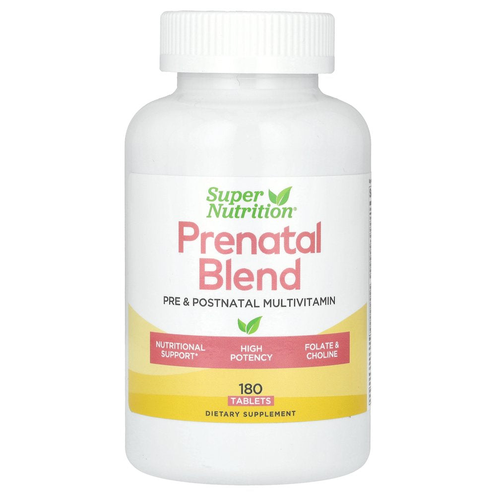 Super Nutrition Prenatal Blend, Multivitamin with Folate and Choline, 180 Tablets