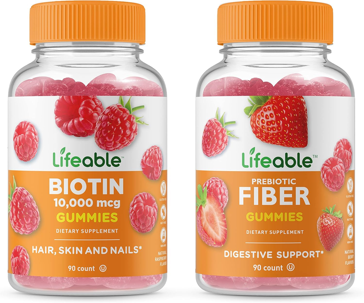 Vitaworks Lifeable Prebiotic Fiber 5G + Biotin, Gummies Bundle - Great Tasting, Vitamin Supplement, Gluten Free, GMO Free, Chewable Gummy