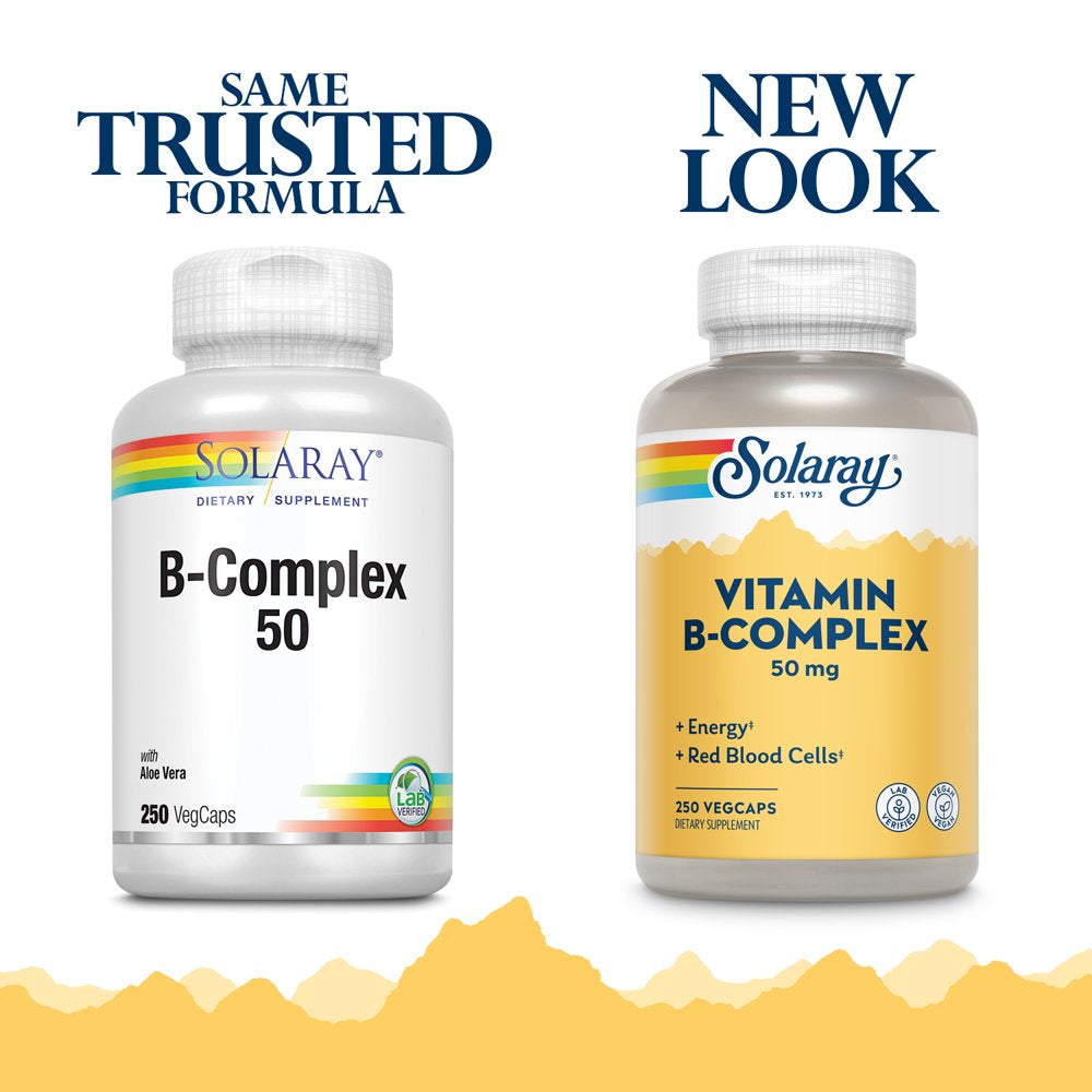 Solaray Vitamin B-Complex, Healthy Energy & Red Blood Cell Formation Support & More, 250 Servings, 250 Vegcaps