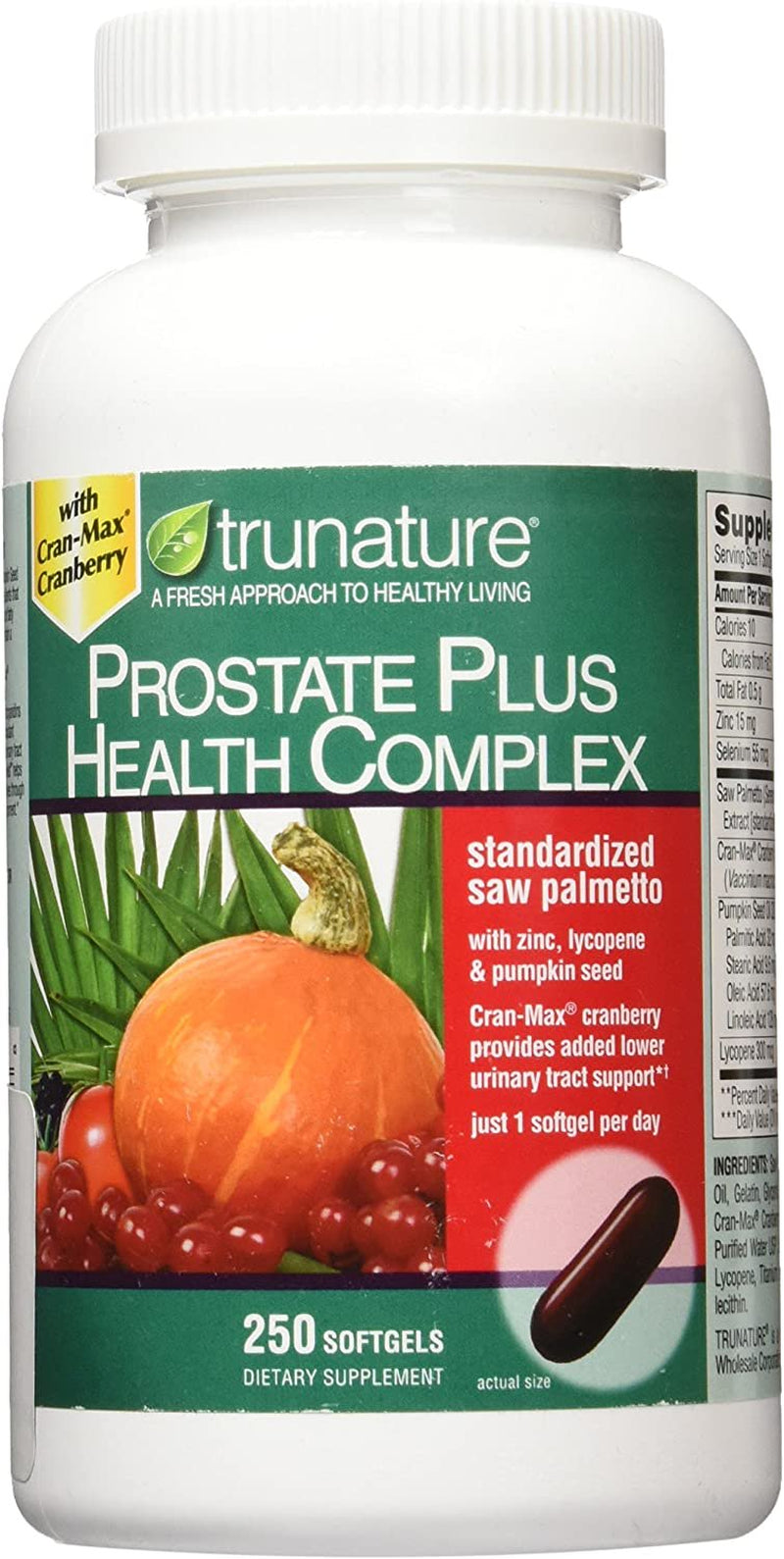 Saw Palmetto Prostate Health Complex with Zinc, Lycopene and Pumpkin Seed, 250 Softgels