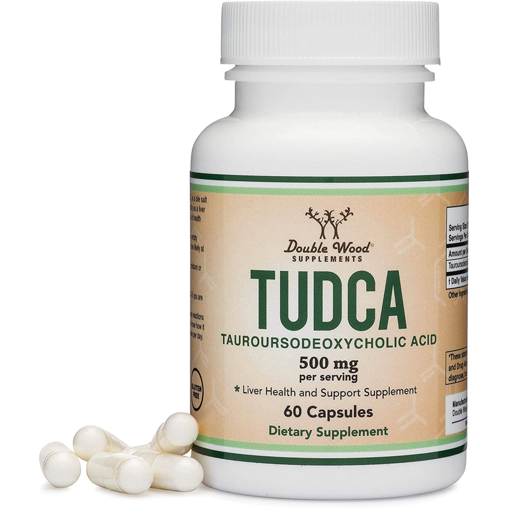 TUDCA Liver Support Supplement, (60 Capsules, 250Mg) Genuine Bile Acid TUDCA with Strong Smell and Taste by Double Wood Supplements