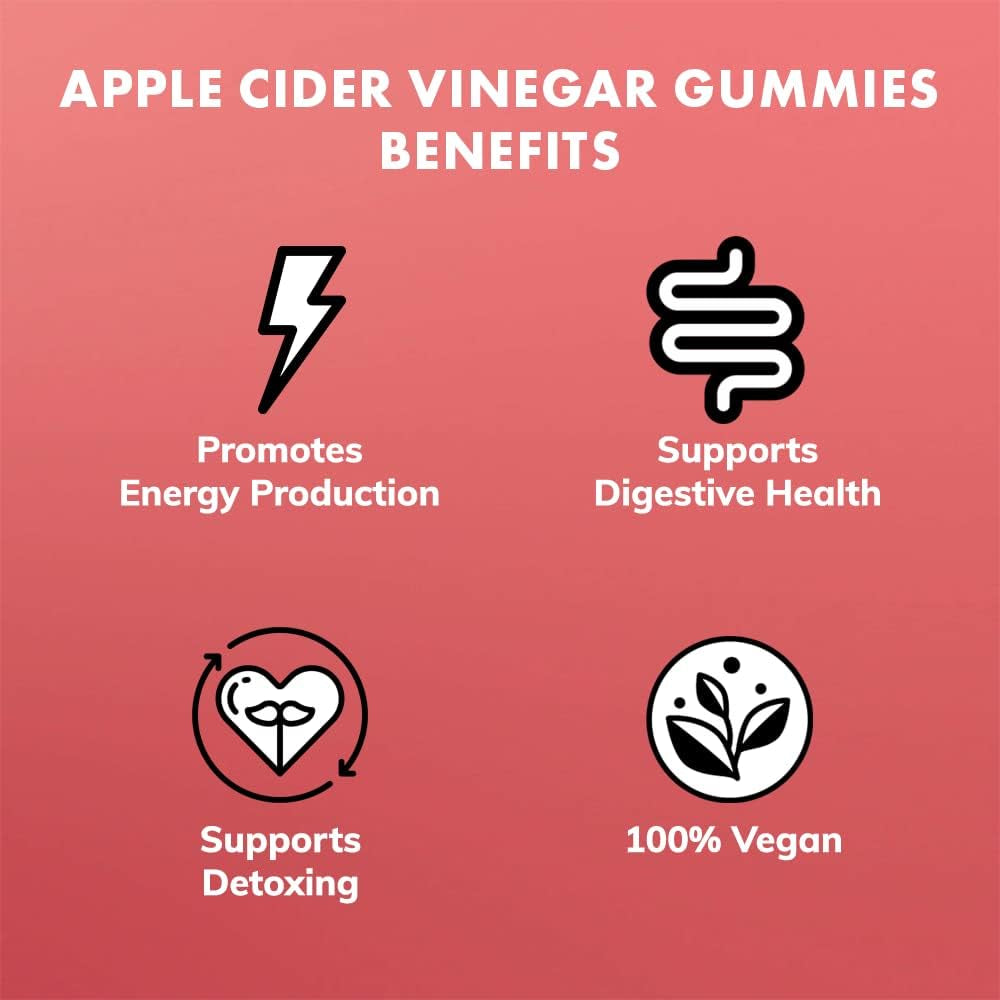 Zaytun Halal Apple Cider Vinegar Gummies with Mother, Supports Digestive and Gut Health, Help Improve Energy, Includes Folic Acid, No Gelatin No Gluten, 100% Vegan, 2 Months Supply