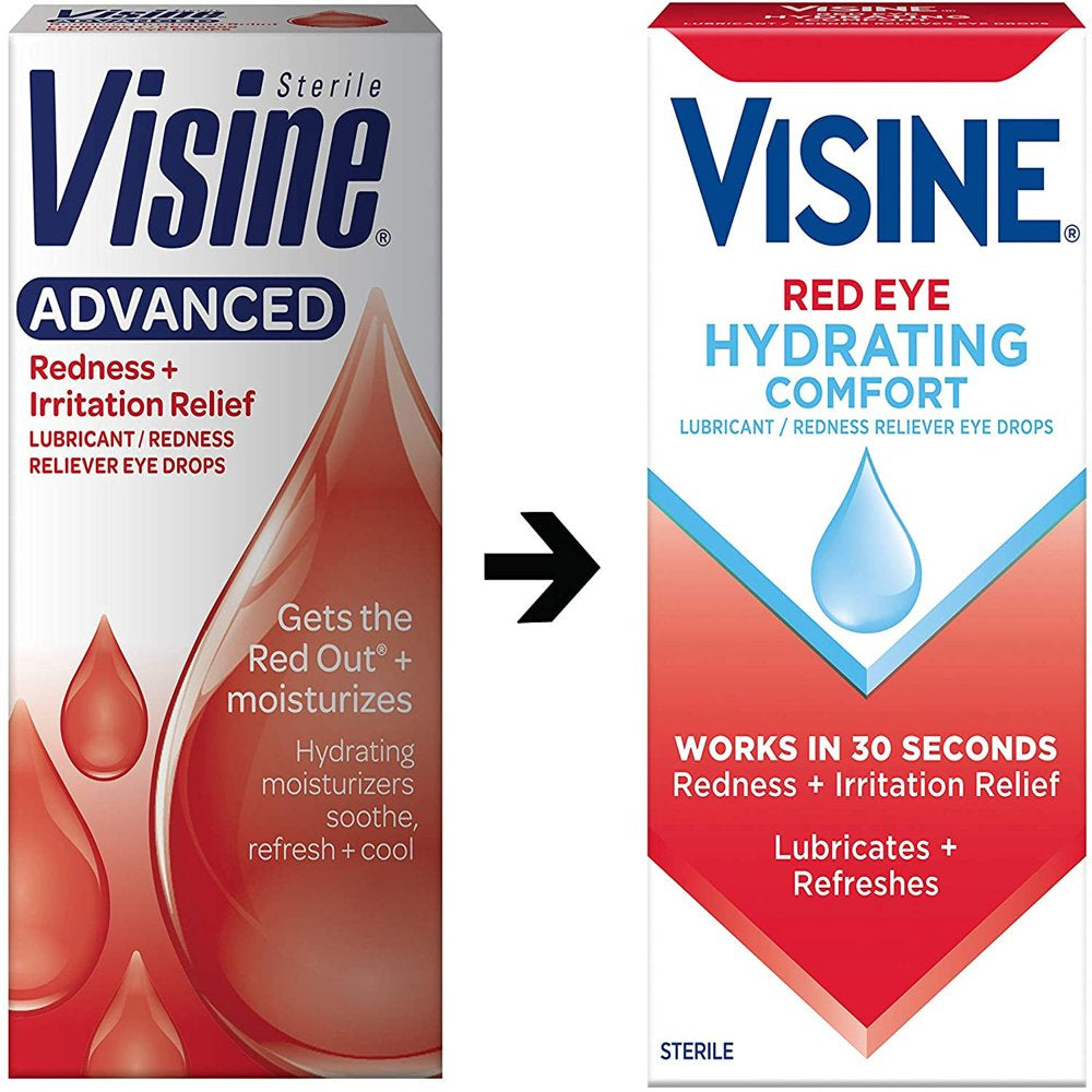 Visine Red Eye Hydrating Comfort Lubricating Eye Drops, 0.5 Fl. Oz