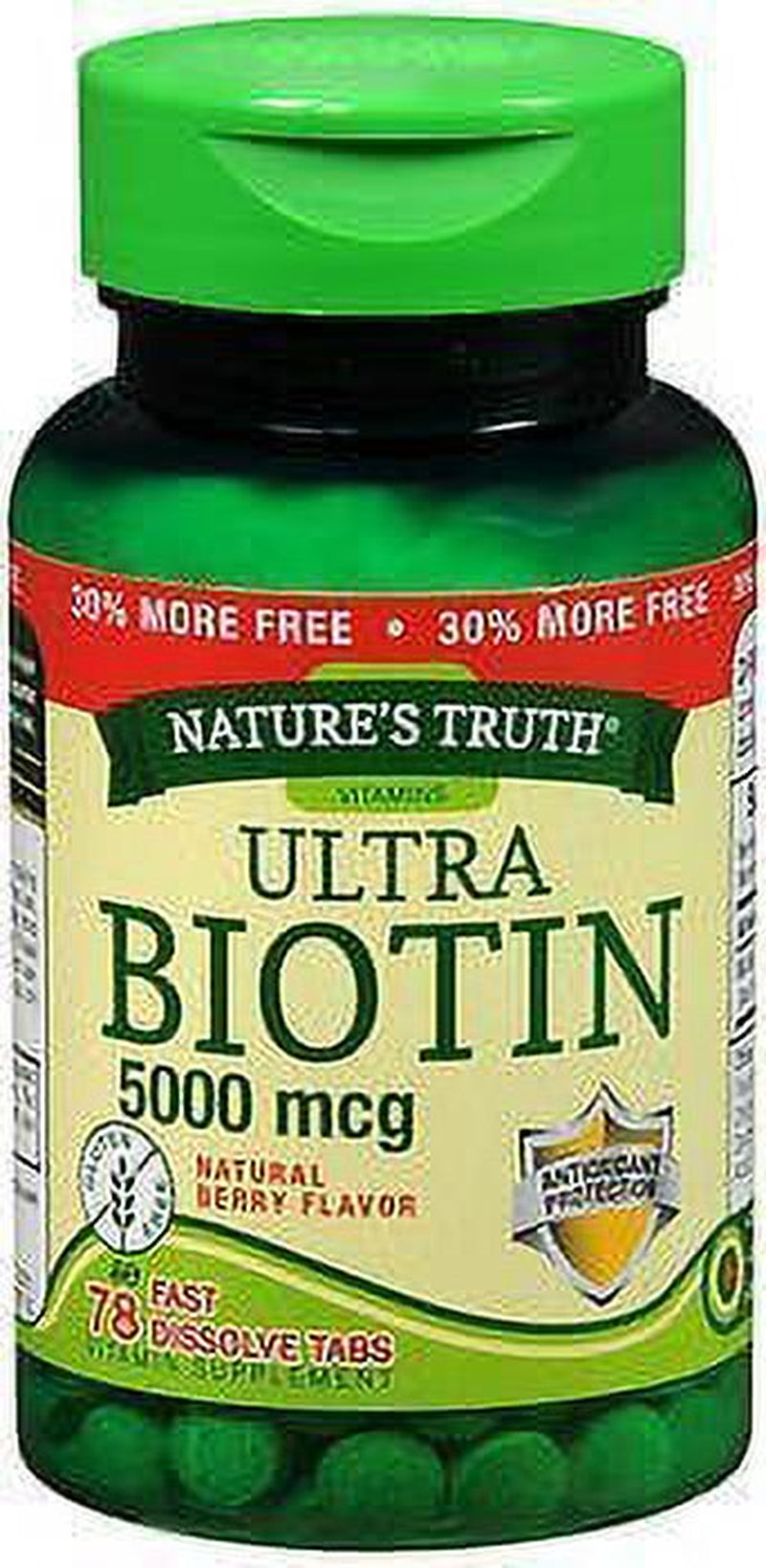Natures Truth Ultra Biotin Fast Dissolve Tablets Natural Berry Flavor (Pack of 4)