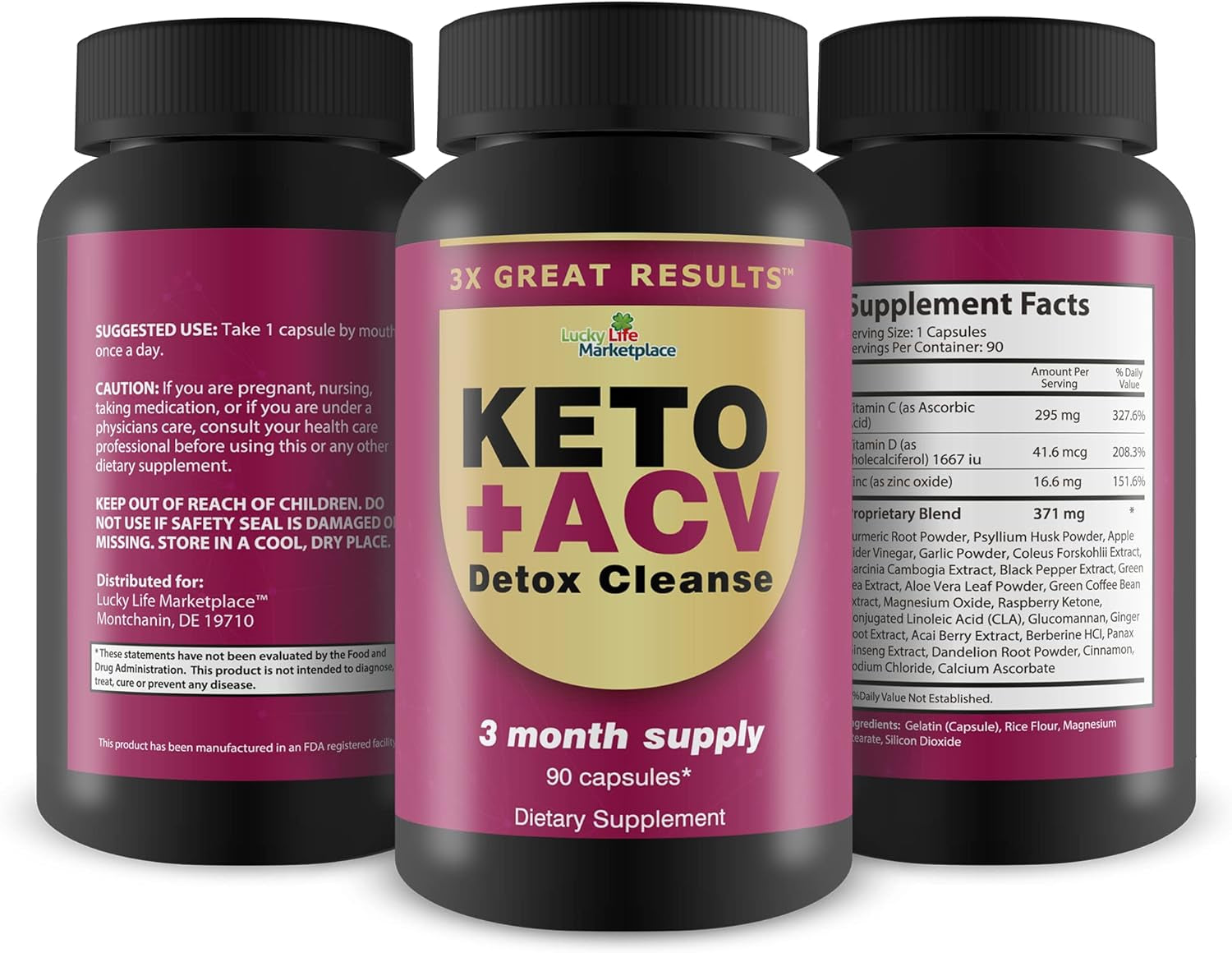 3X Great Results - Keto + ACV Detox Cleanse - 3 Month Supply - Body Cleanse Detox - Colon Cleanse - Advanced Keto Detox Cleanse Formula with Fiber - Support Digestion & Immune Health