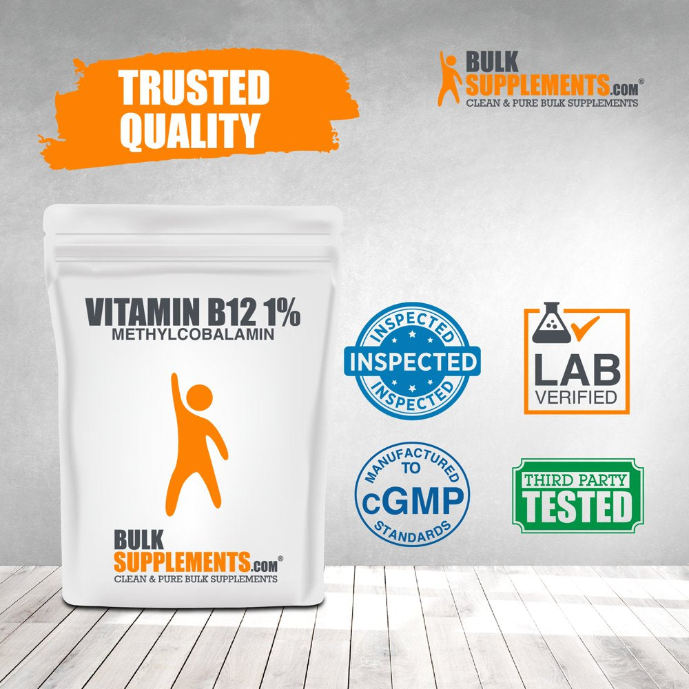 Bulksupplements.Com Vitamin B12 1% Methylcobalamin Powder - Vegan Vitamin B12 - Energy Vitamins - B12 Vitamins - Vegan B12 - B12 Supplement (50 Grams - 1.8 Oz)