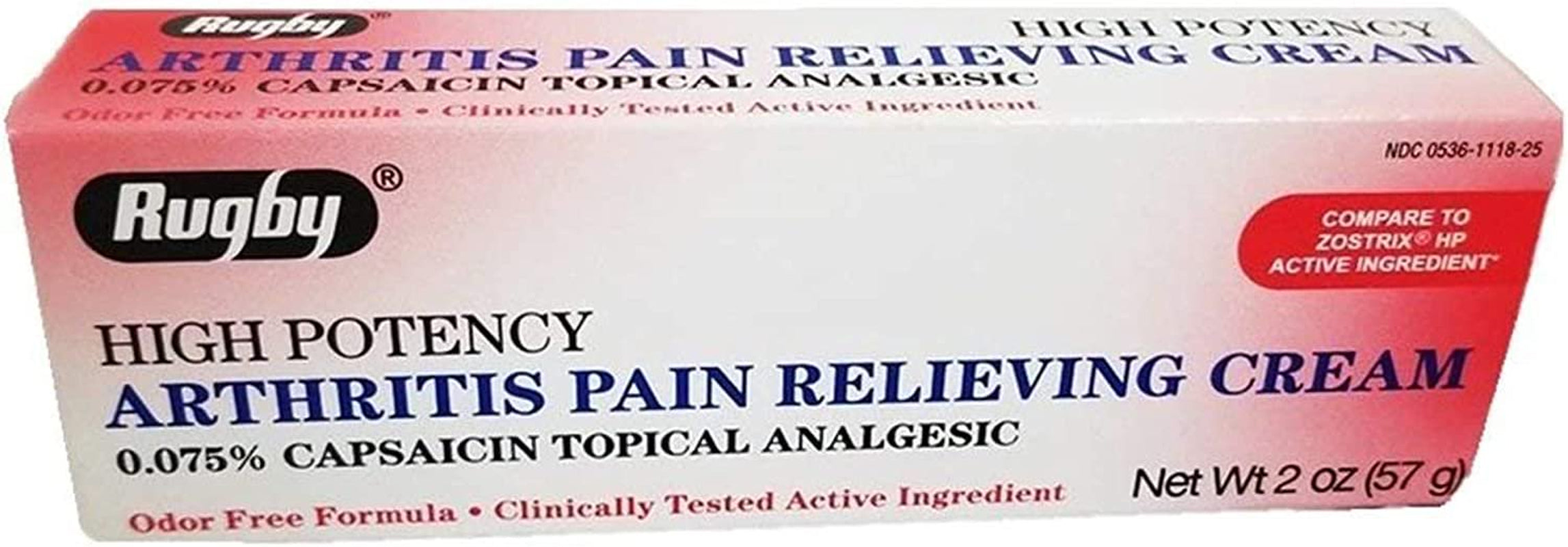 Rugby 0.075% Capsaicin Cream 2 Oz | Knee Pain Relief | Arthritis Cream | Joint Pain Relief | Healing Cream for Sore Muscles | Cream for Nerve Pain | Muscle Pain Relief Cream | Made in USA