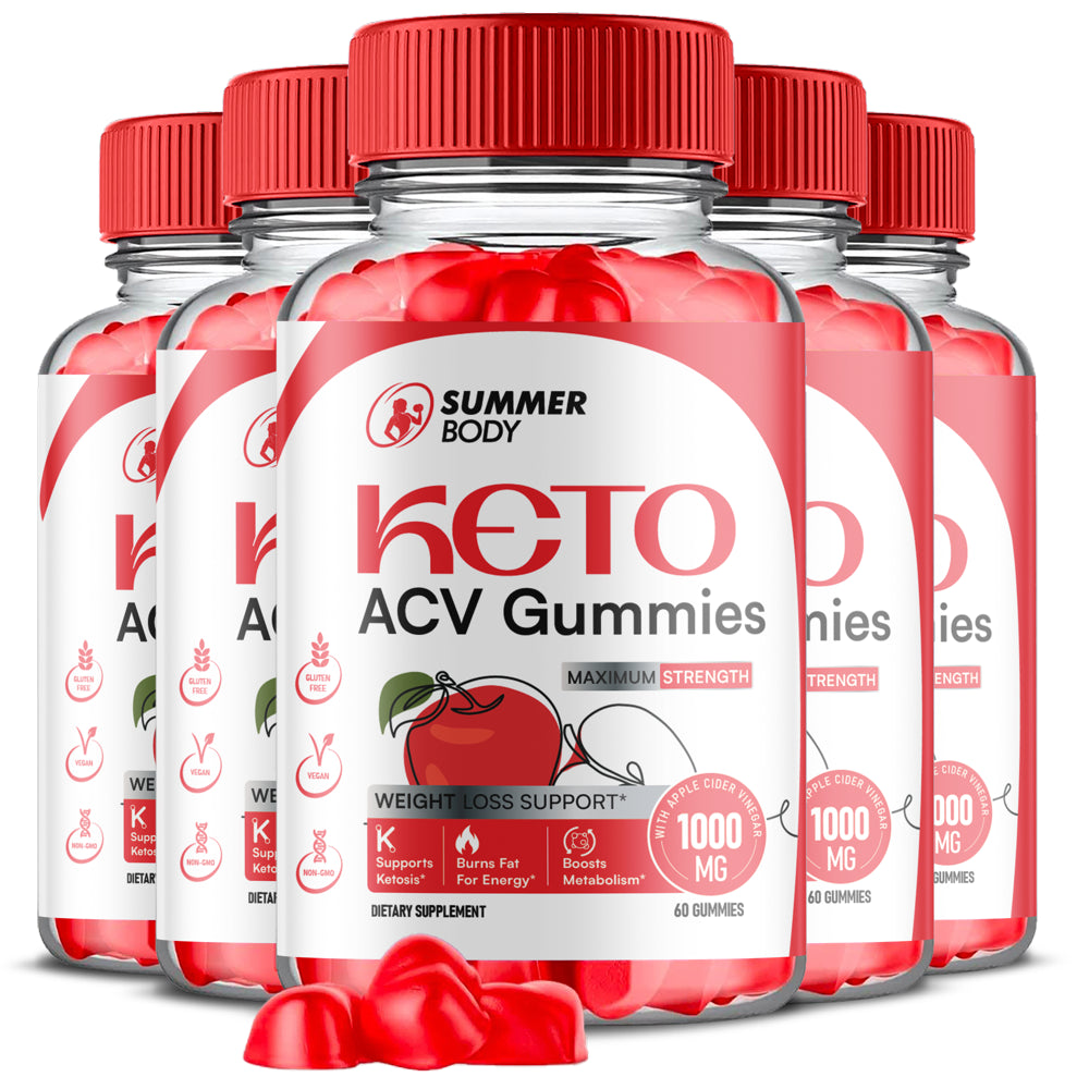 (5 Pack) Summer Body Keto ACV Gummies - Apple Cider Vinegar Supplement for Weight Loss - Energy & Focus Boosting Dietary Supplements for Weight Management & Metabolism - Fat Burn - 300 Gummies