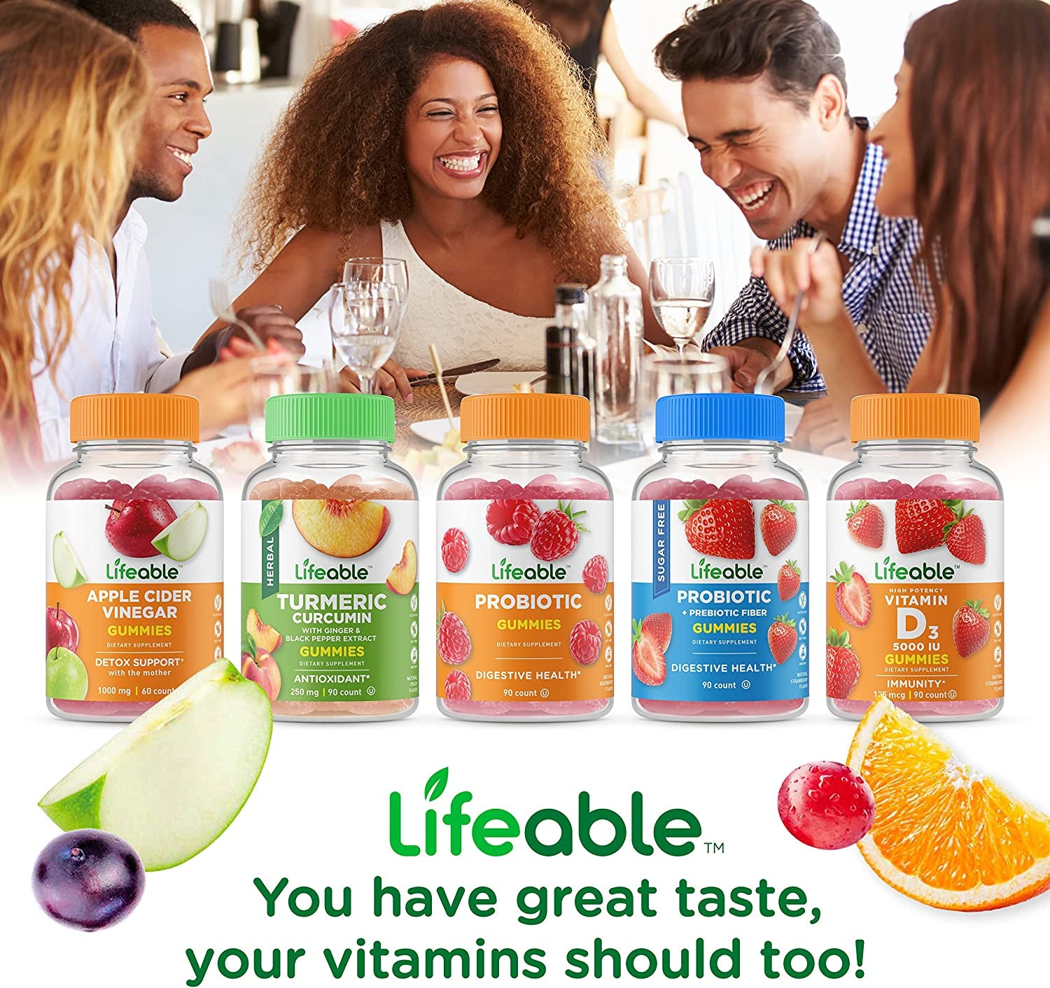 Lifeable Prebiotic Fiber 5G + Zinc 50Mg, Gummies Bundle - Great Tasting, Vitamin Supplement, Gluten Free, GMO Free, Chewable Gummy