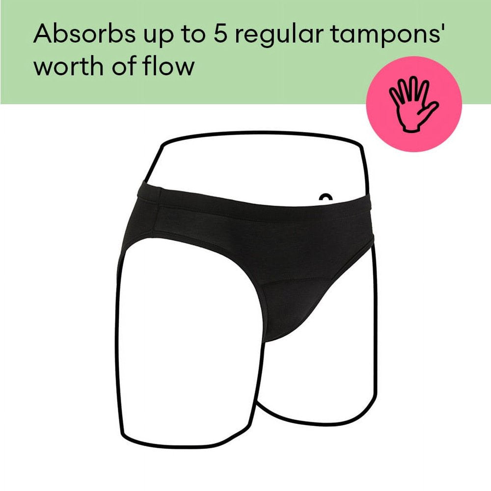 Thinx Teens Super Absorbency Cotton Bikini Period Underwear, Large, Black