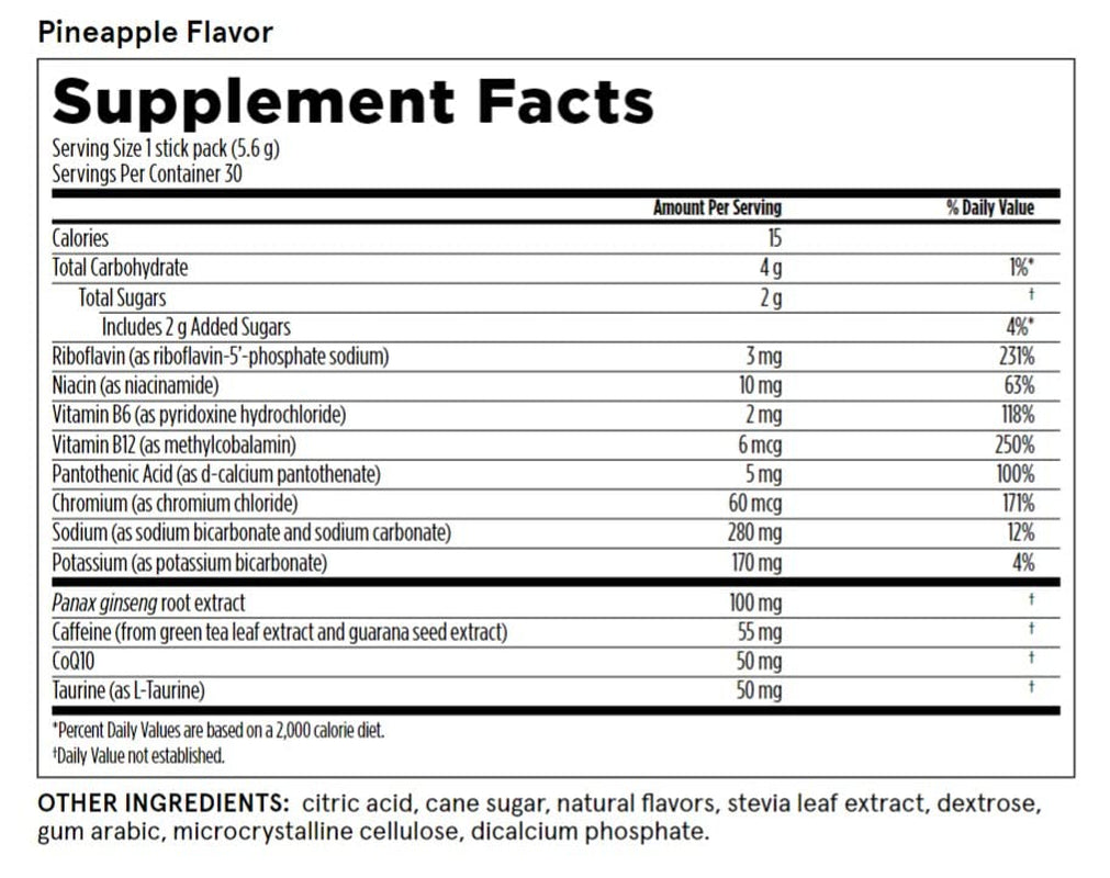 Energy Fizz Sticks Pineapple Flavor