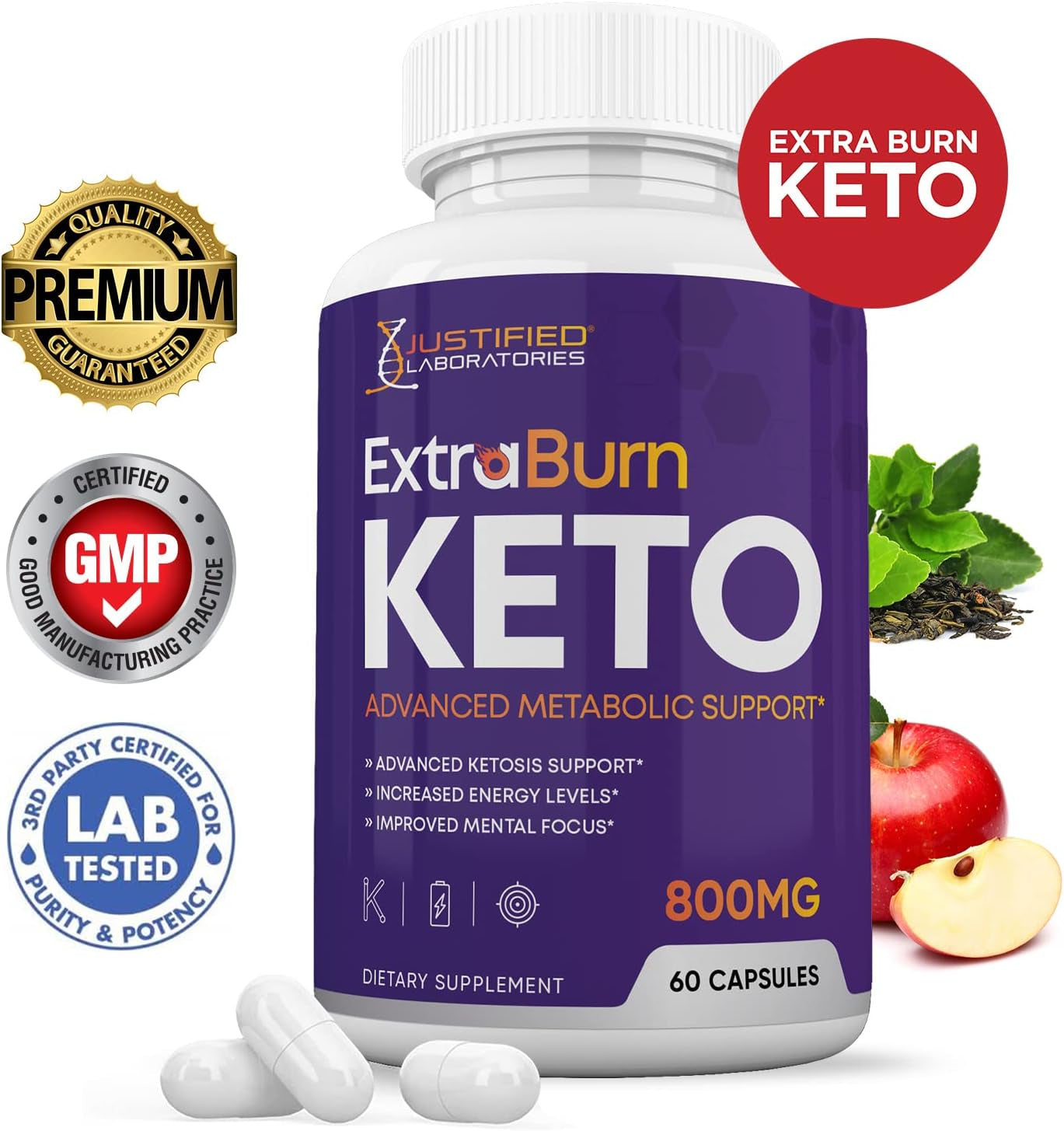 (2 Pack) Extra Burn Keto Pills 800MG Includes Patented Gobhb® Exogenous Ketones Advanced Ketosis Support for Men Women 120 Capsules