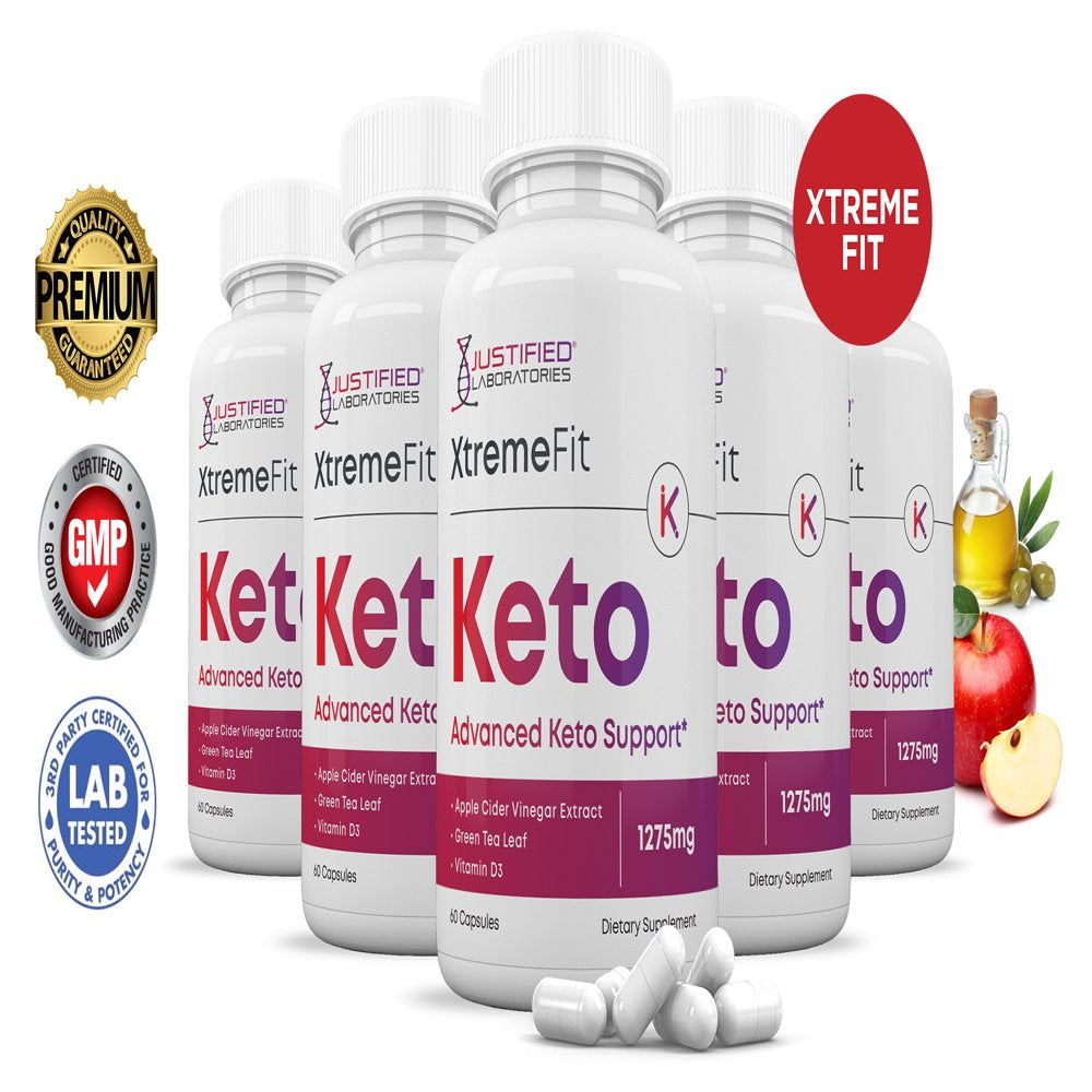 (5 Pack) Xtreme Fit Keto ACV Pills 1275Mg Alternative to Gummies Dietary Supplement 300 Capsules