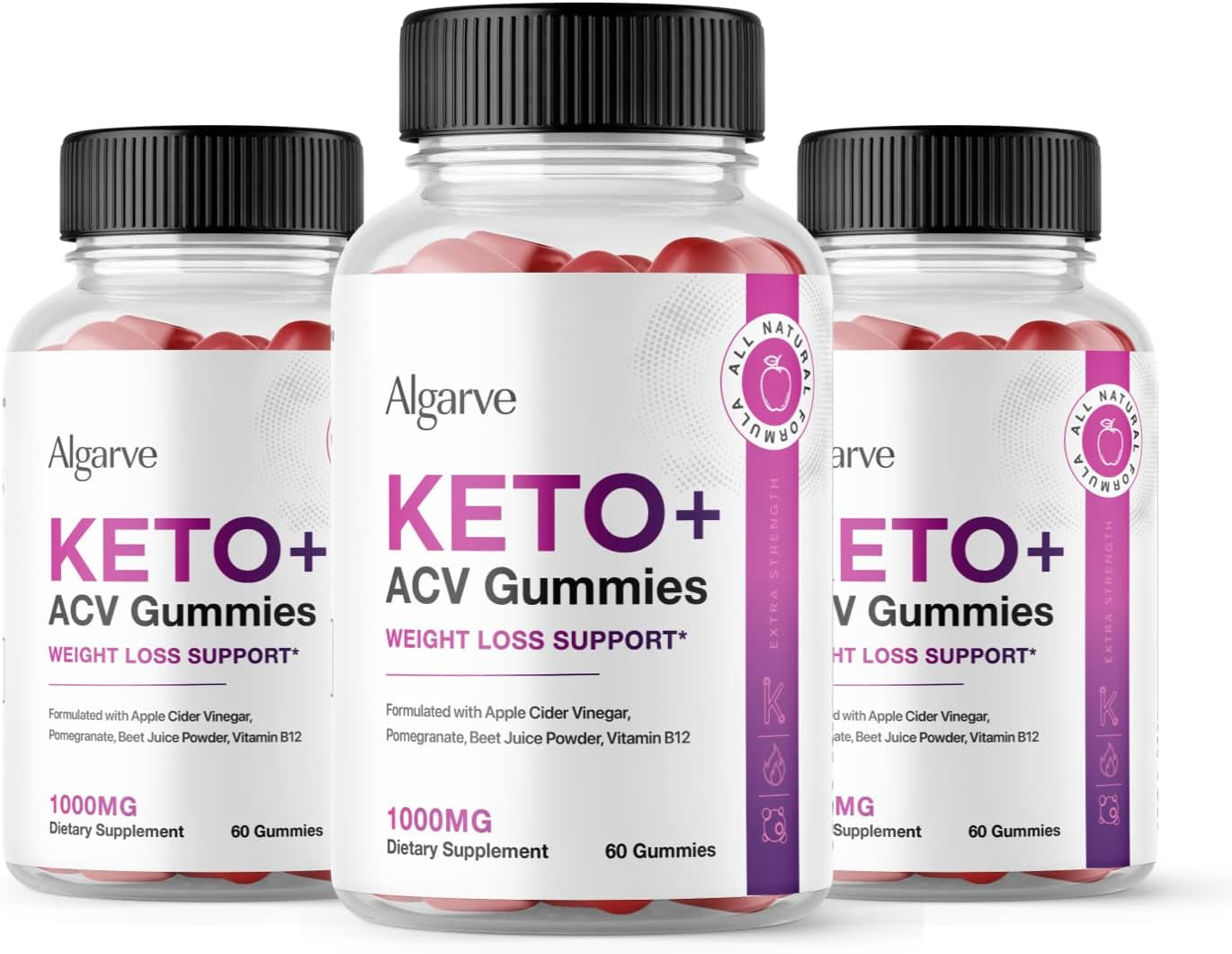 Zonata Algarve Keto Gummies, Algarve Keto ACV Gummies, 180 Count (Pack of 3)