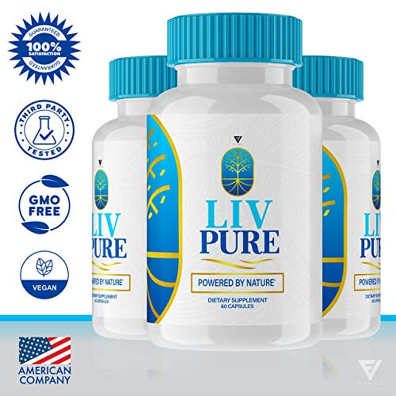 (3 Pack) Liv Pure Weight Loss Pills, Liv Pure Liver Detox Management Capsules Supplement, Livpure Advanced Formula Health Support - Live Pure Detox Stomach Cleanse Livepure (180 Capsules)