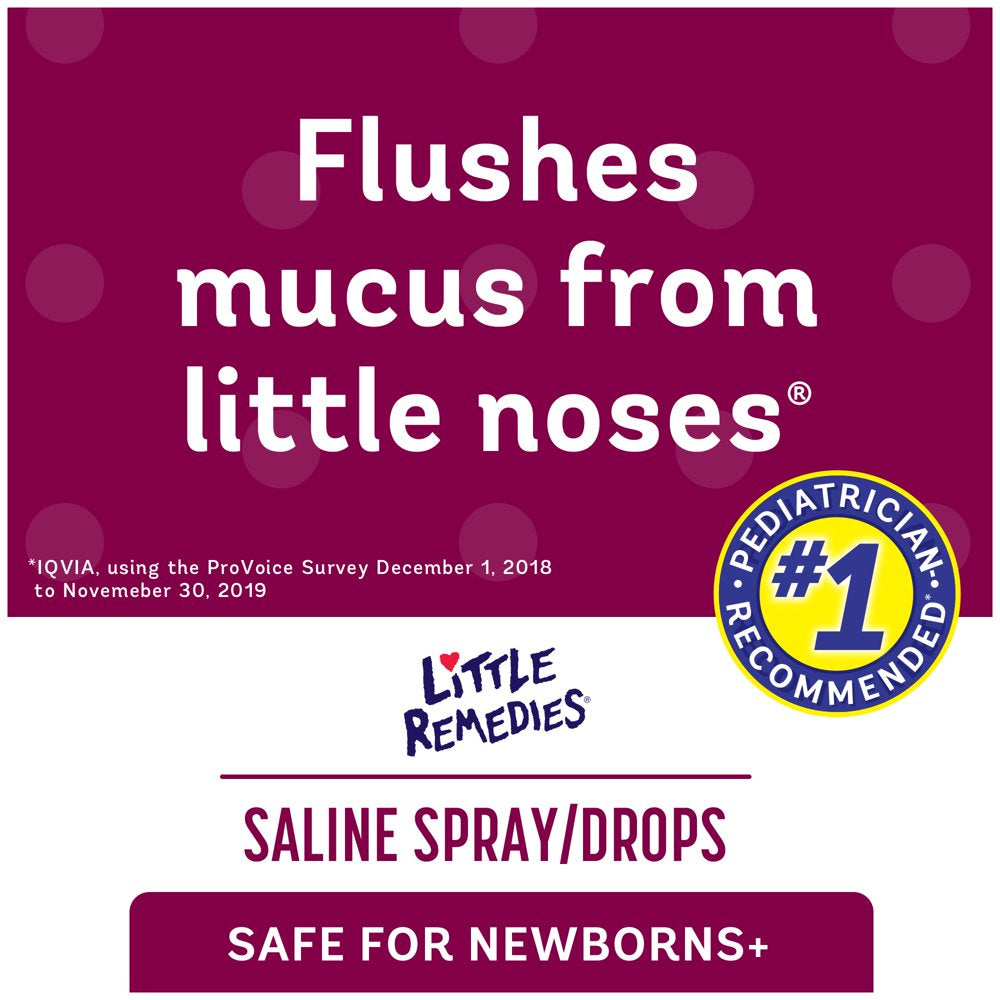 Little Remedies Saline Spray and Drops, Safe for Newborns, Gently Wash Away Mucus, 1 Fl Oz