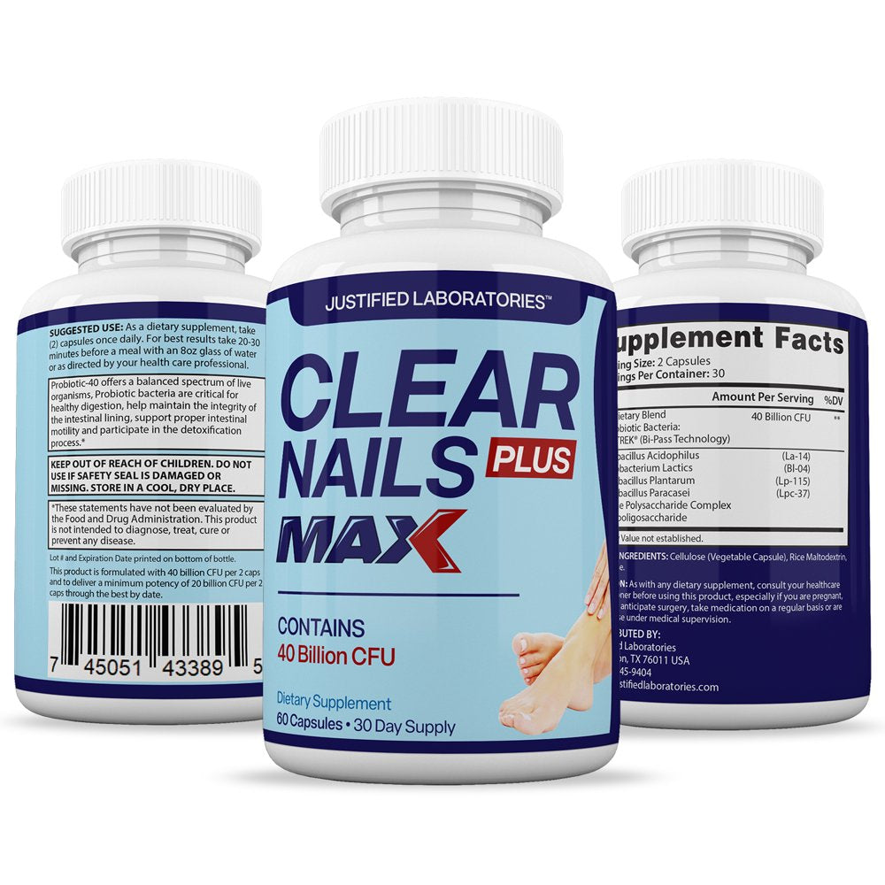 (3 Pack) Clear Nails Max 40 Billion CFU Probiotic Nail Support 180 Capsules