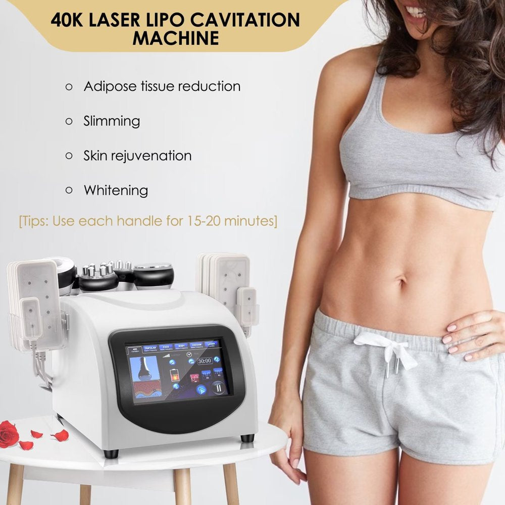 Nantfun Typical 6In1 Body Ma-Ssager Cavitation Machine, Body Slim/Ming Device for Belly Slim /Fit Body/Facial Beauty Builting,Complete Configuration,Contour