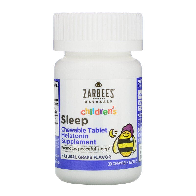 Zarbee'S, Children'S, Sleep with Melatonin Supplement, Natural Grape, 30 Chewable Tablets(Pack of 2)