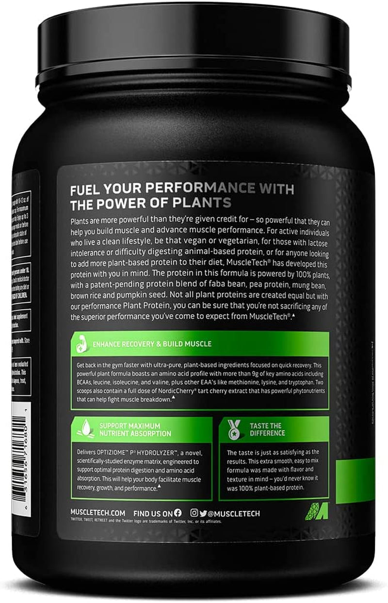 Muscletech Plant-Based Performance Protein Platinum Plant-Based Performance Protein Powder 25G Protein 5 Plant Protein Sources Chocolate Hazelnut Brownie 20 Servings