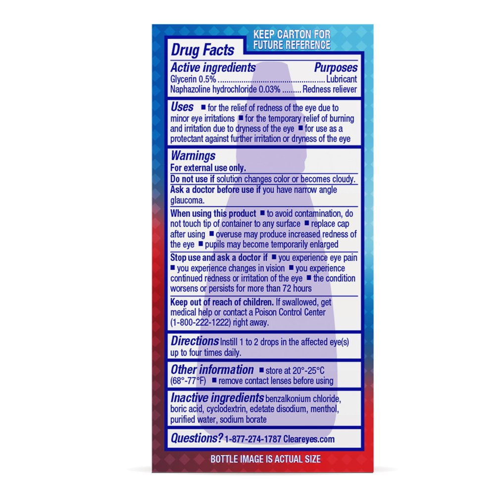 Clear Eyes Cooling Comfort Relief Lubricant Eye Drops, 0.5 Fl Oz