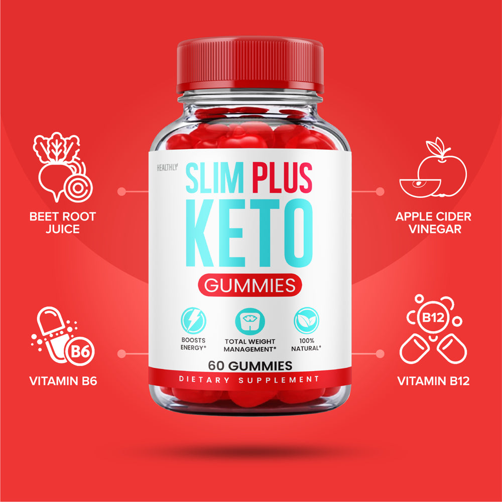 Slim plus Keto Gummies for Weight Loss ACV Apple Cider Vinegar 100% Natural (60 Gummies)