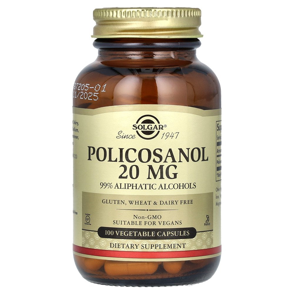 Solgar Policosanol 20 Mg Vegetable Capsules - 100 Ct