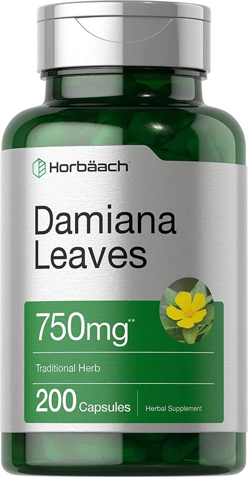 Damiana Leaf Extract | 750Mg | 200 Capsules | by Horbaach