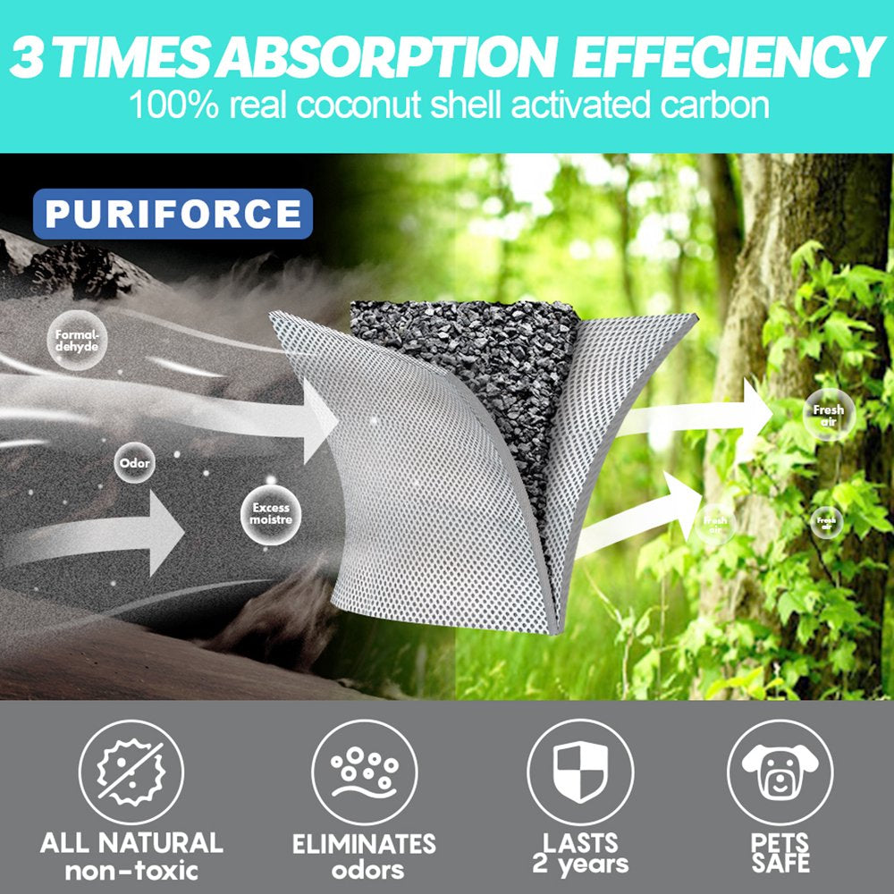 4X200G Charcoal Air Purifier Bags for Strong Odor,Charcoal Bags Odor Eliminator for Shoe Rack, Wardrobe, Fridge, Gym Bag,Home and Car (Pet Friendly)