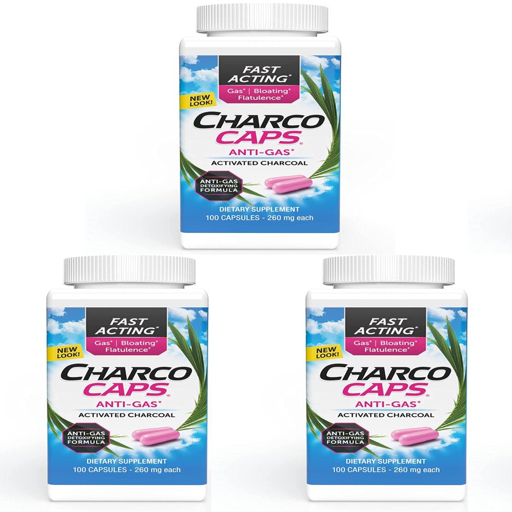 Charcocaps Anti-Gas Formula Capsules 100 Ea (Pack of 3)