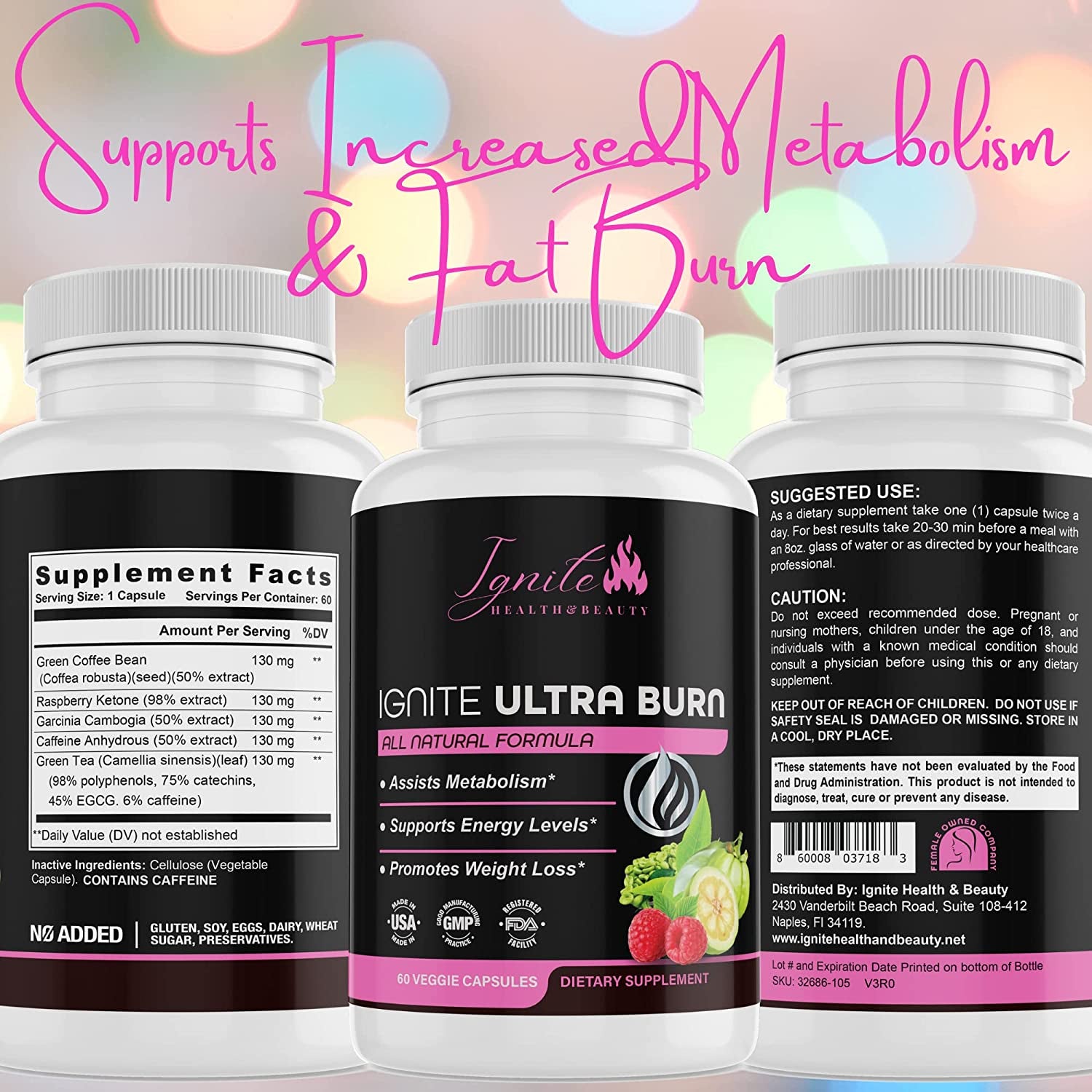 Ignite Ultra Burn Keto Ultra Burn Supplement, 30 Day, Advanced Ketogenic Formula with Rasberry Ketones, Garcinia Cambogia, Green Tea Aids in Appetite Suprression and Boosts Metabolism