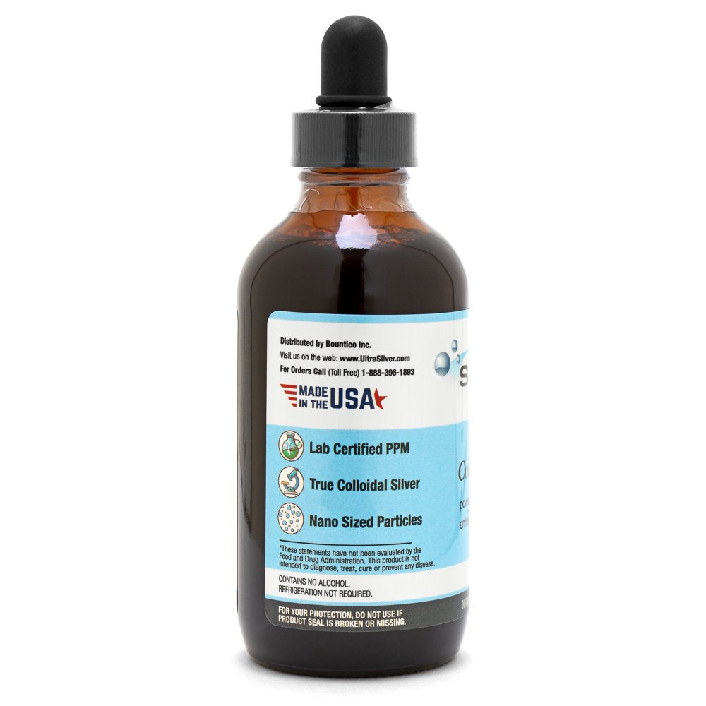 Ultra Silver® Colloidal Silver | 500 PPM 4 Oz (118Ml) | Mineral Supplement | True Colloidal Silver - with Dropper