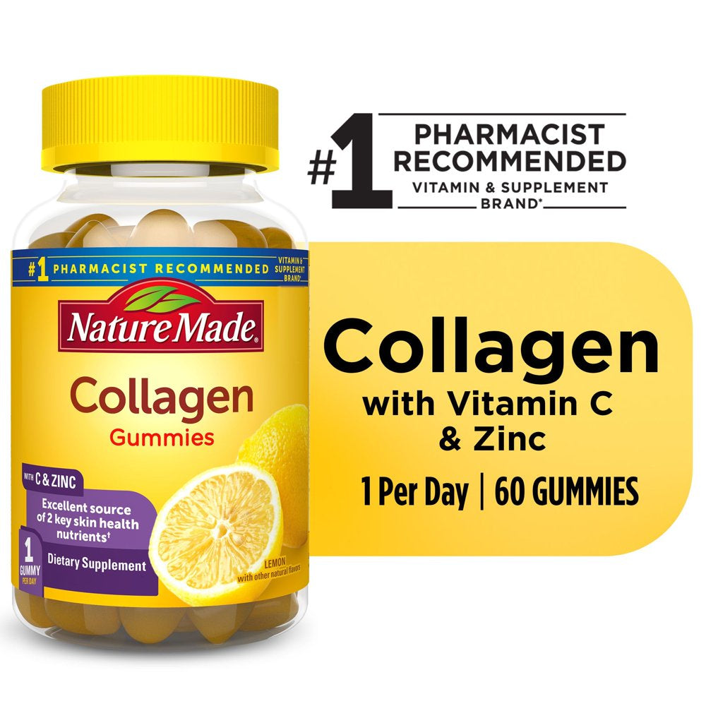 Nature Made Collagen Gummies, Hydrolyzed Collagen Peptides Supplement, 60 Count