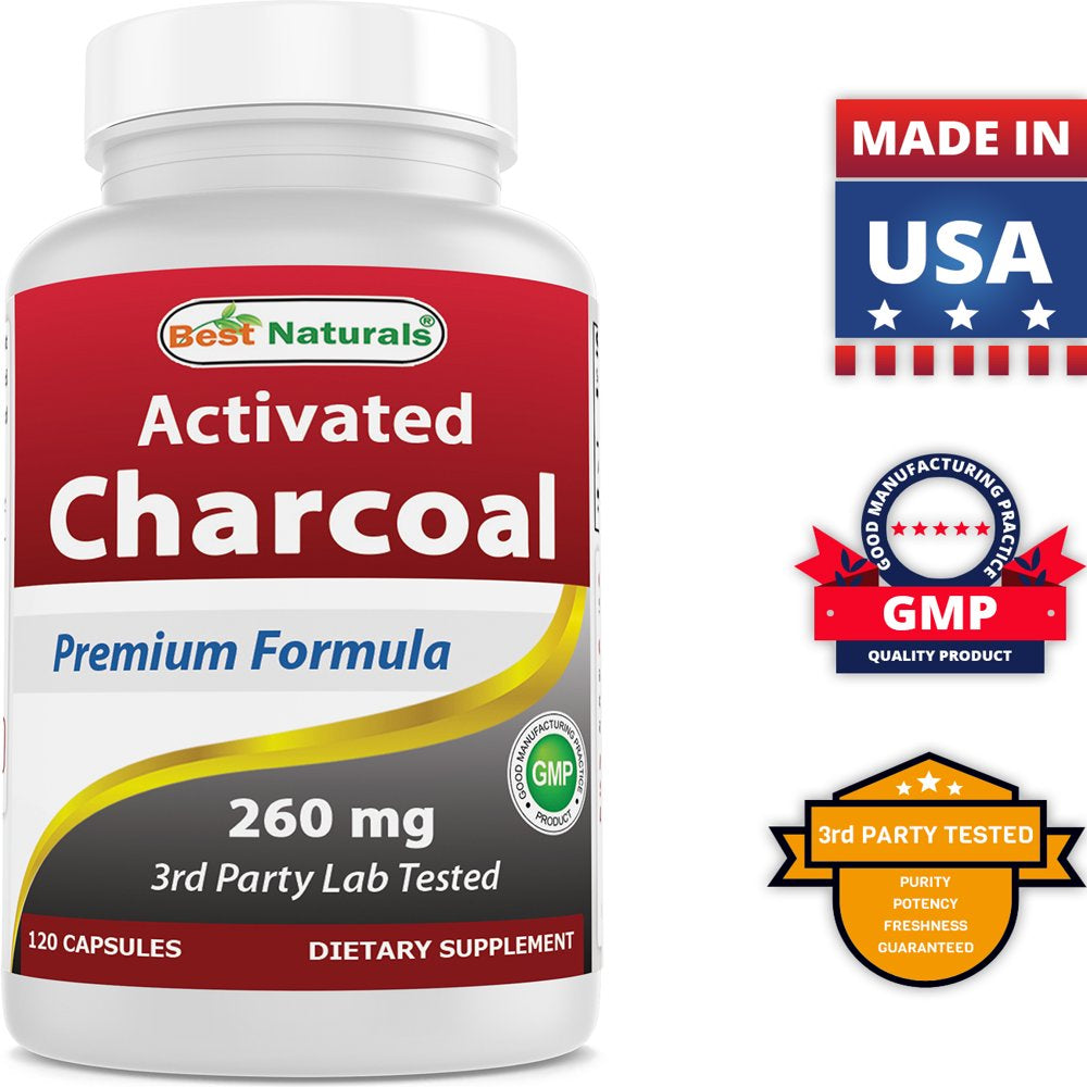 2 Pack Best Naturals Activated Charcoal 260 Mg 120 Capsules