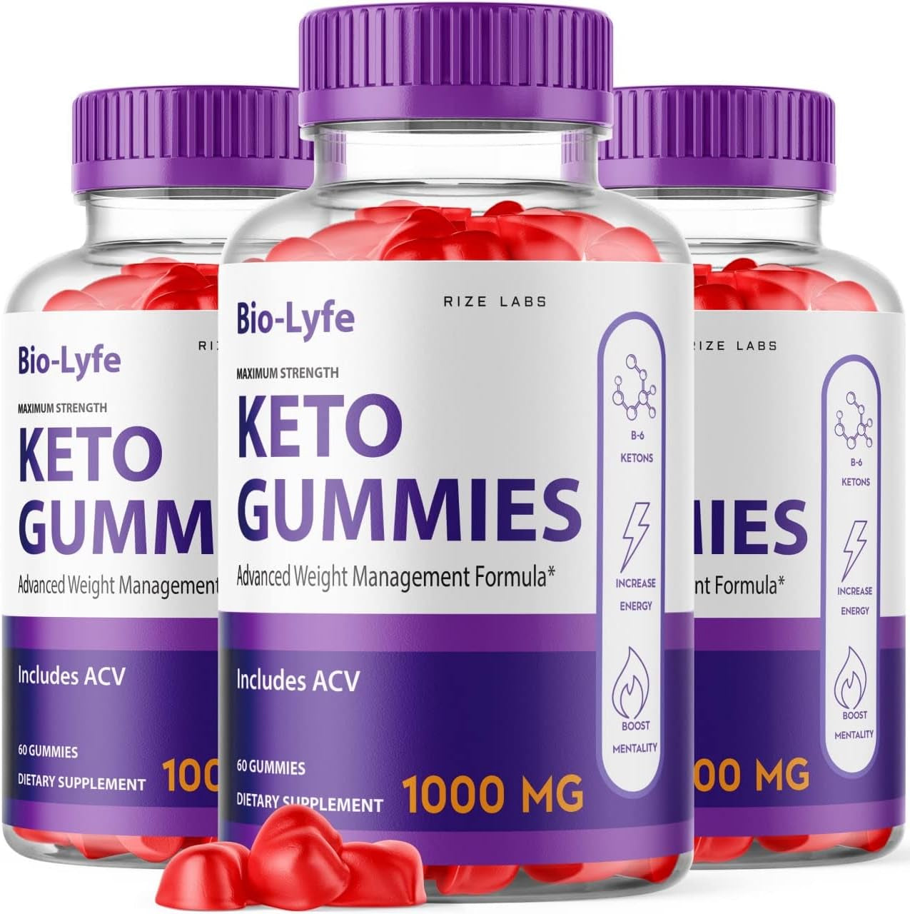 (3 Pack) Biolyfe Keto ACV Gummies Advanced Formula Biolyfe Apple Cider Vinegar Maximum Strength (180 Gummies)