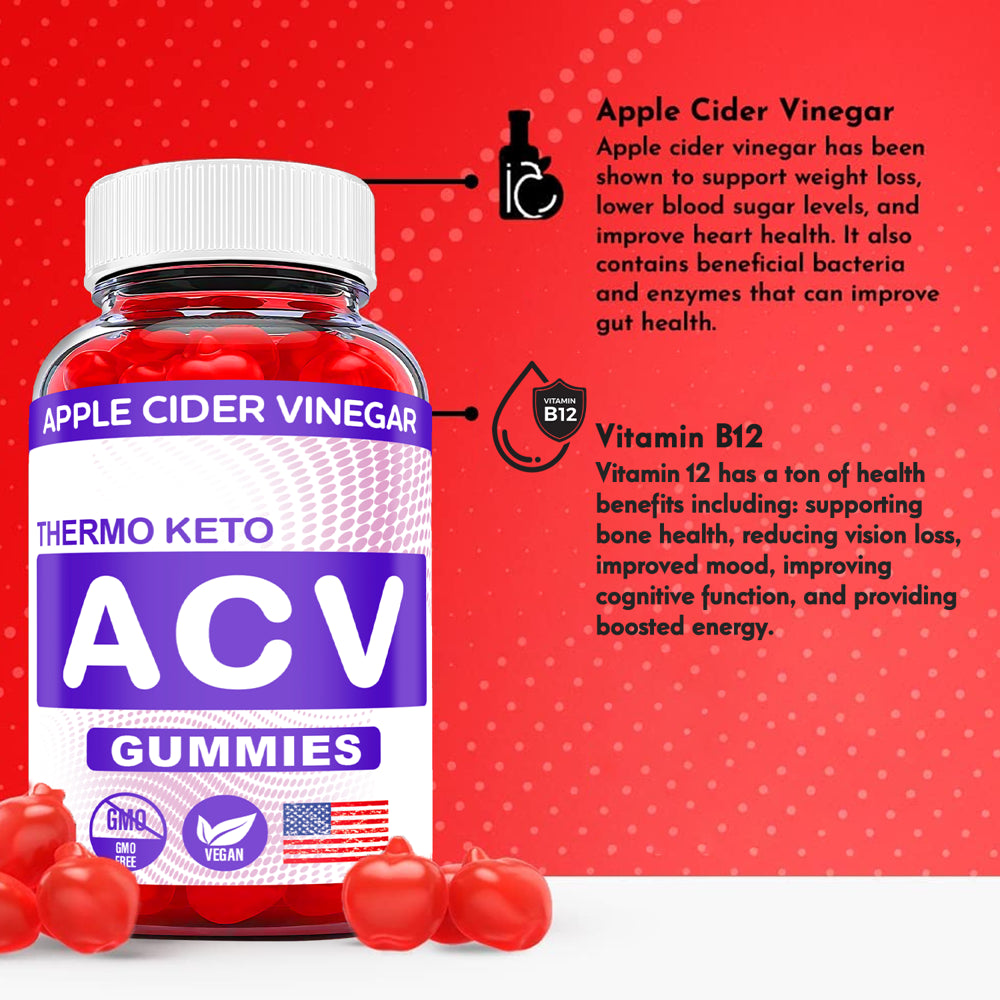 (3 Pack) Thermo Keto ACV Gummies - Supplement for Weight Loss - Energy & Focus Boosting Dietary Supplements for Weight Management & Metabolism - Fat Burn - 180 Gummies