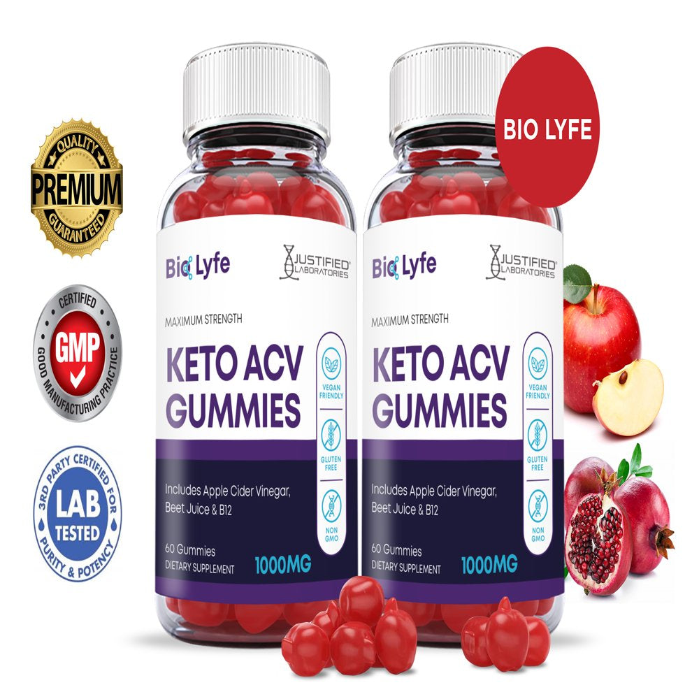 (2 Pack) Bio Lyfe Keto ACV Gummies 1000MG Dietary Supplement 120 Gummys