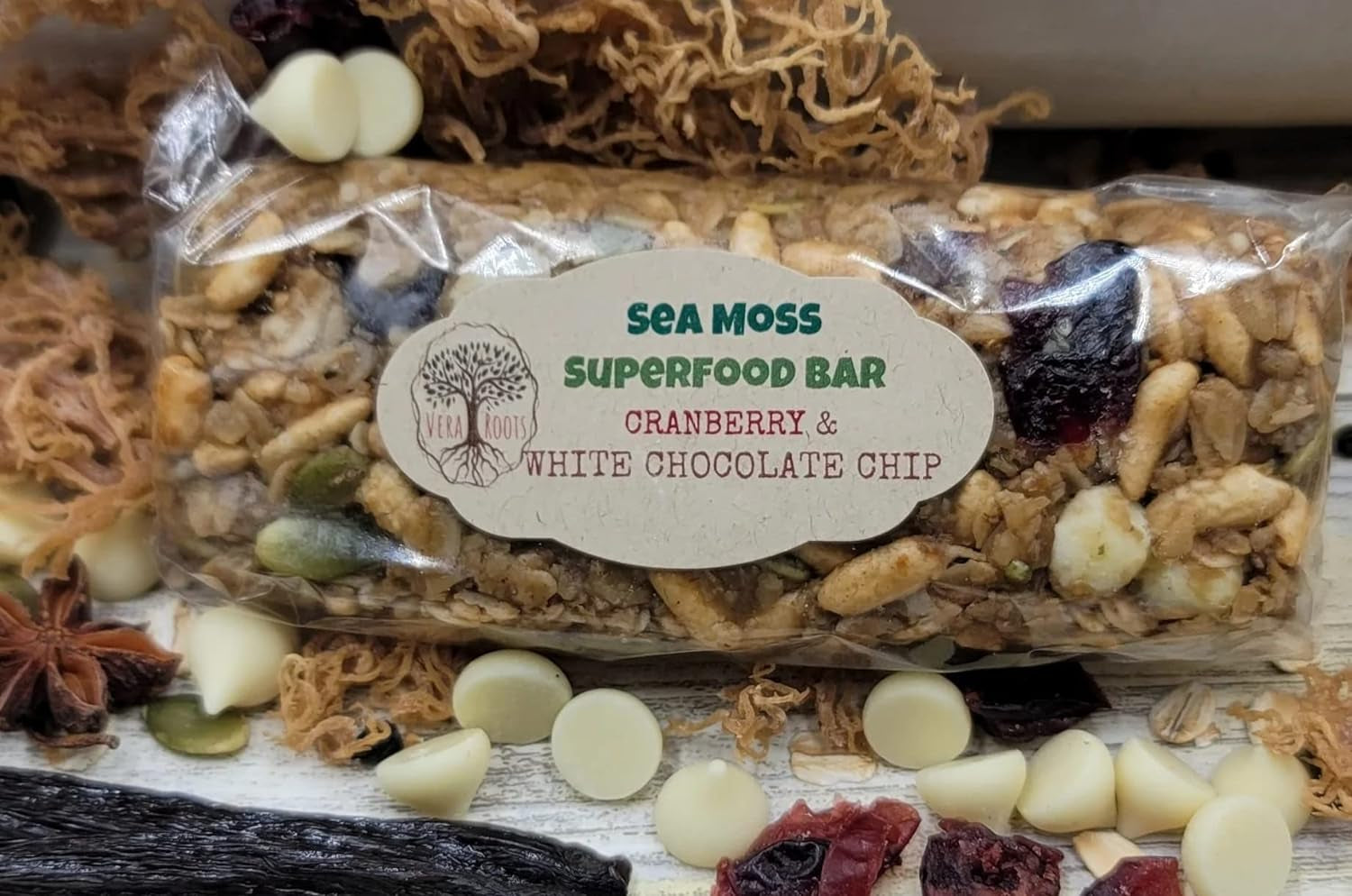 Vera Roots Cranberry & White Chocolate Sea Moss Bars (8 Pack) US