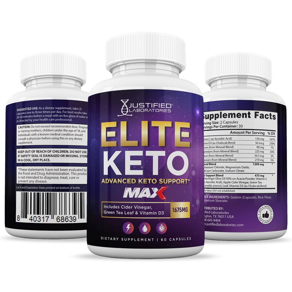 (5 Pack) Elite Keto ACV MAX Pills 1675Mg Dietary Supplement 300 Capsules