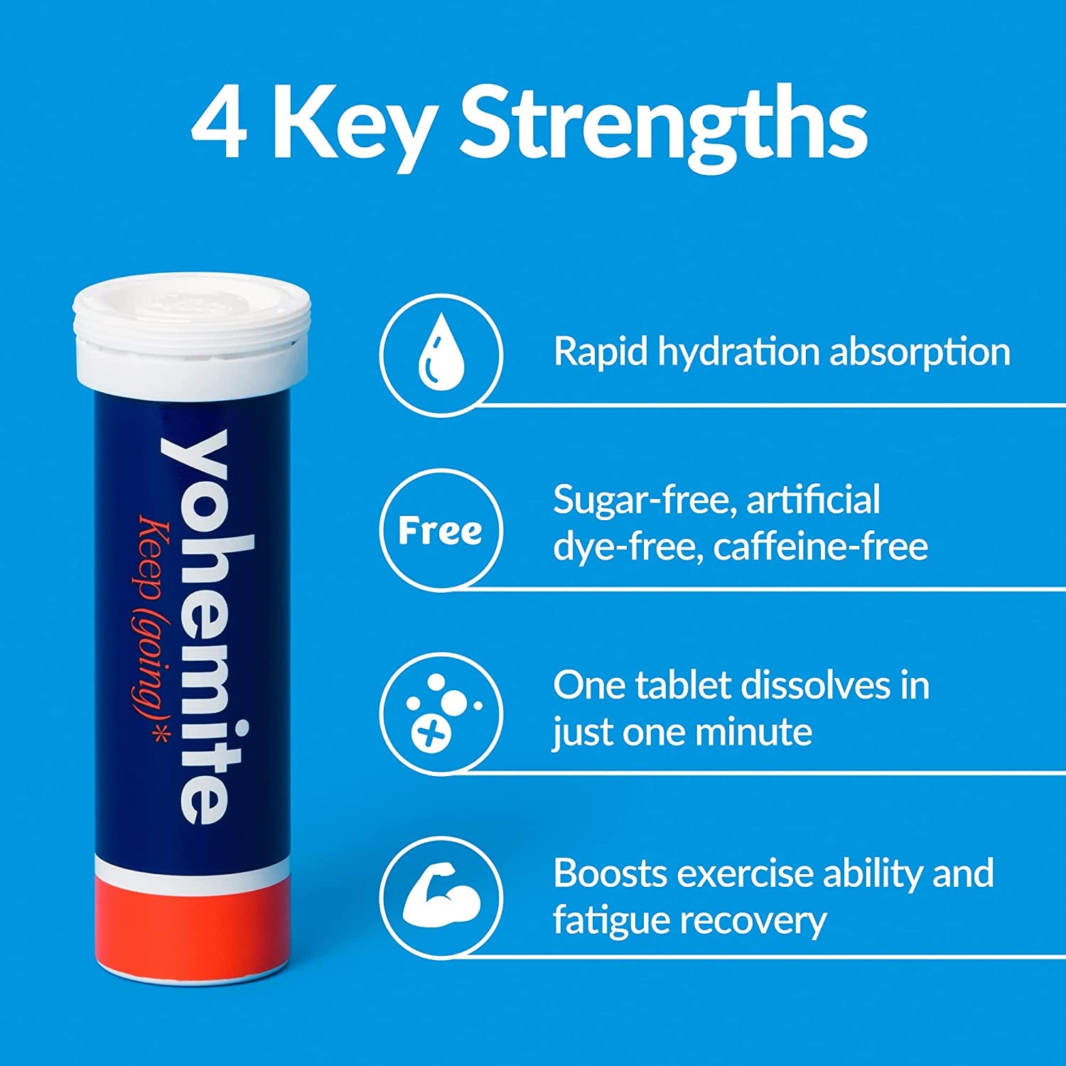 Yohemite Electrolyte Drink Tablets | Great for Hangover Relief | Electrolyte Tablets for Hydration | Stevia Energy Drink | Electrolyte Drinks Dissolves in One Minute | 1 Tube with 10 Tablets