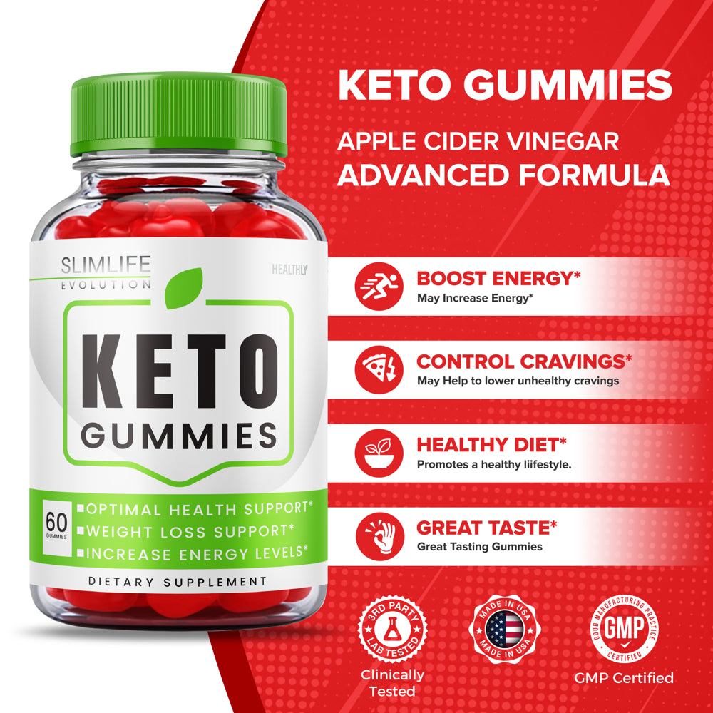 Slimlife Evolution Keto ACV Gummies Weight Shark Loss Apple Cider Vinegar (60 Gummies)