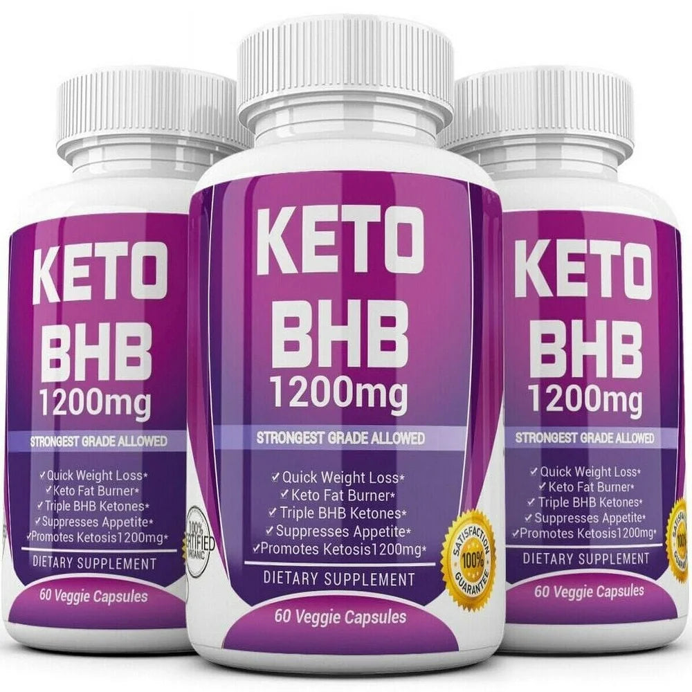 KETO BHB 1200Mg PURE Ketone FAT BURNER Weight Loss Diet Pills - 60 Capsules (Pack of 3)