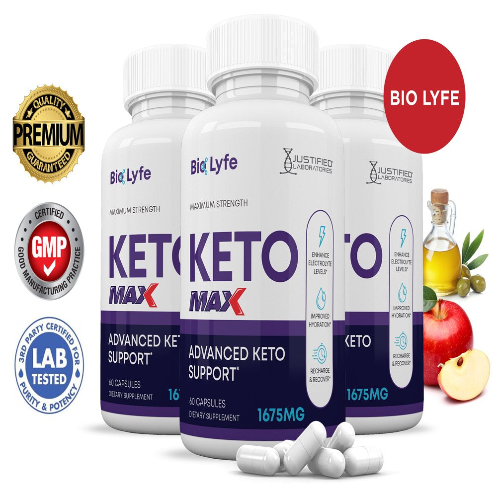 (3 Pack) Bio Lyfe ACV MAX Pills 1675 MG Stronger than Gummies Advanced Keto Support 180 Capsules