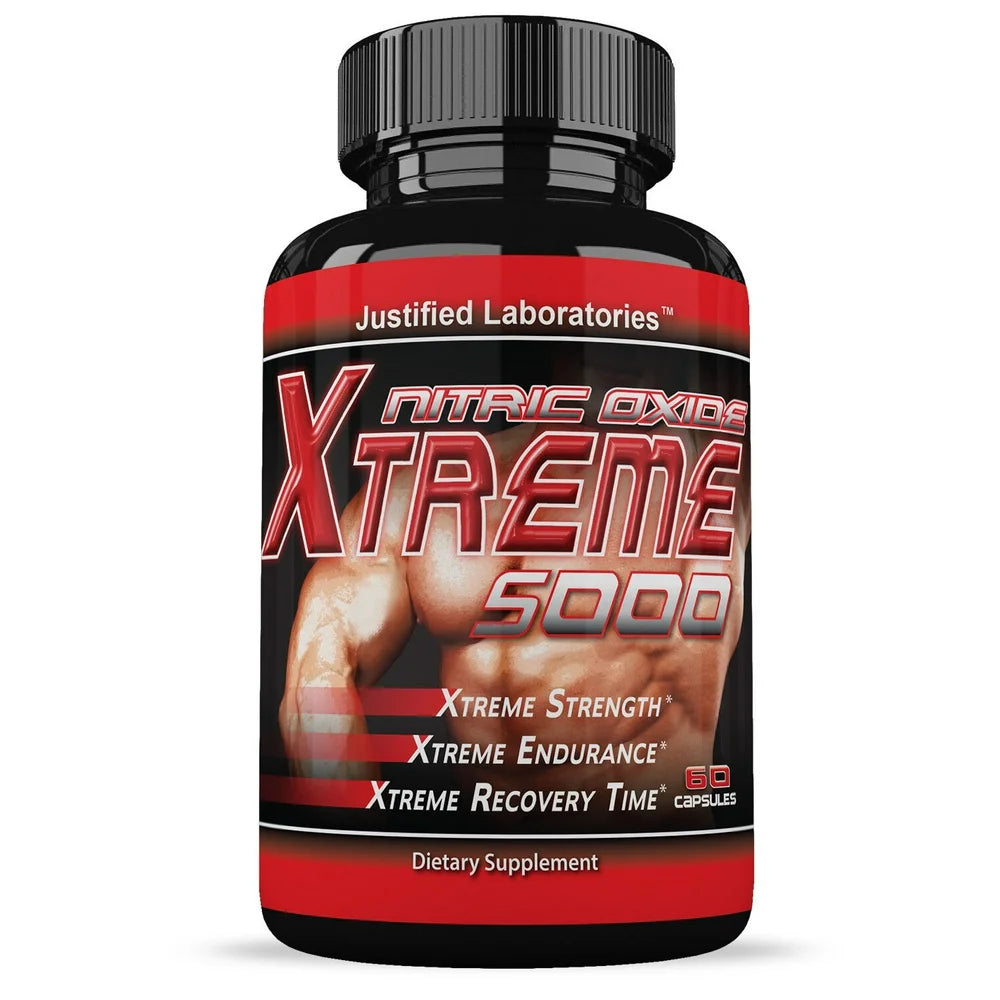 Nitric Oxide Xtreme 5000 Extreme L Arginine Increase Muscle Strength Pump Boost - 60 Capsules