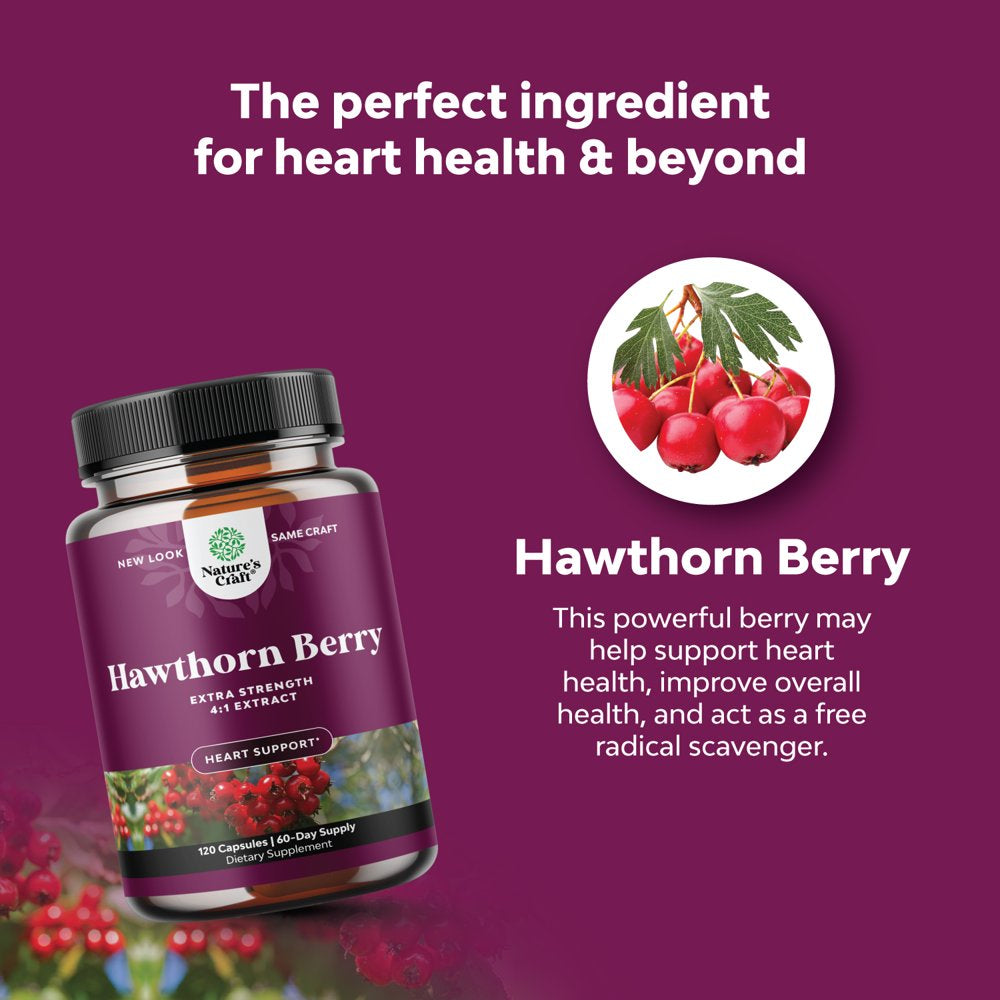 Extra Strength Hawthorn Berry Capsules - 1330Mg per Serving 4:1 Hawthorn Extract Digestion and Heart Health Supplement - Non-Gmo Hawthorn Berry Extract Plant Polyphenols Supplement for Men and Women