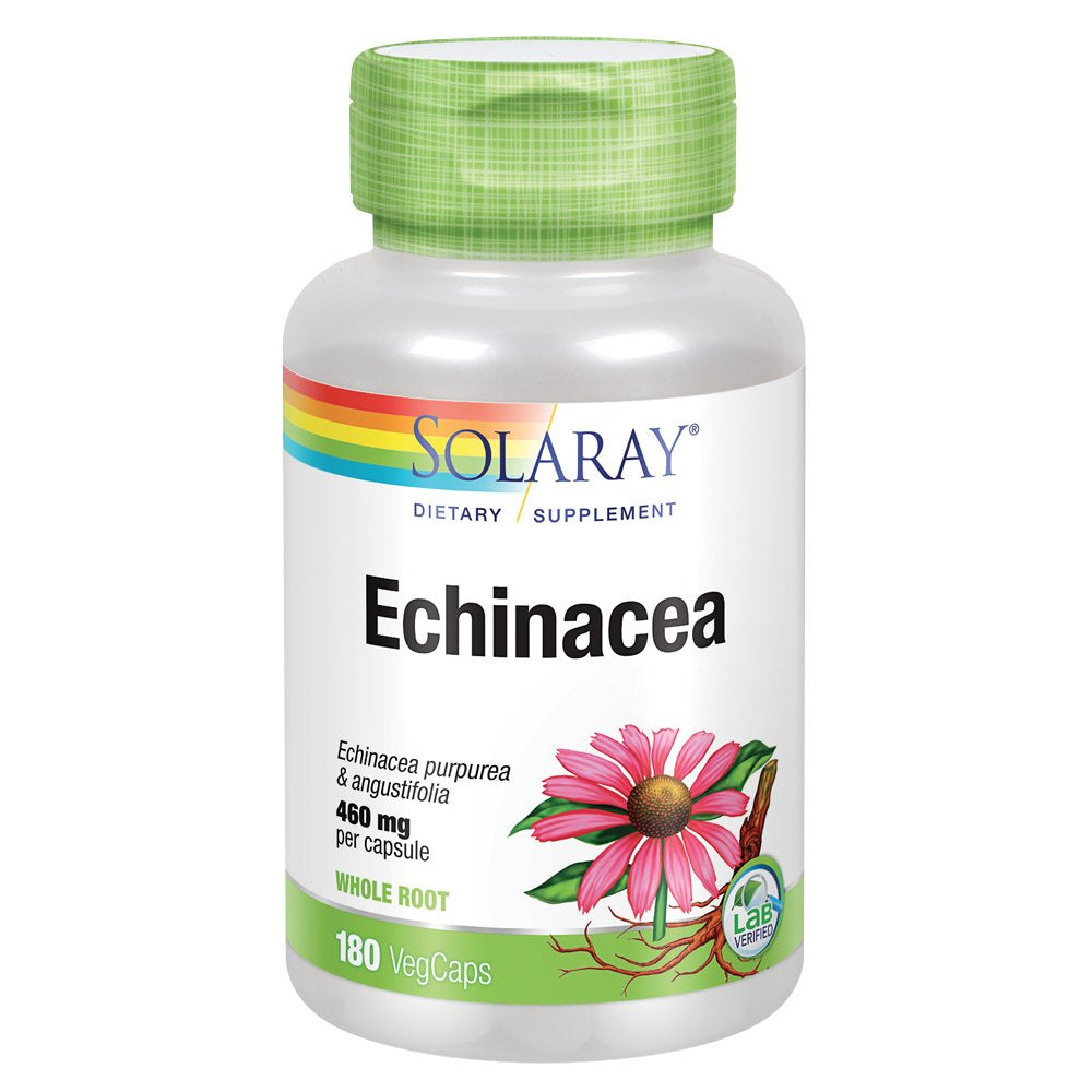 Solaray Echinacea Purpurea & Angustifolia Root 460 Mg | Healthy Immune & Respiratory Function Support | 180 Vegcaps