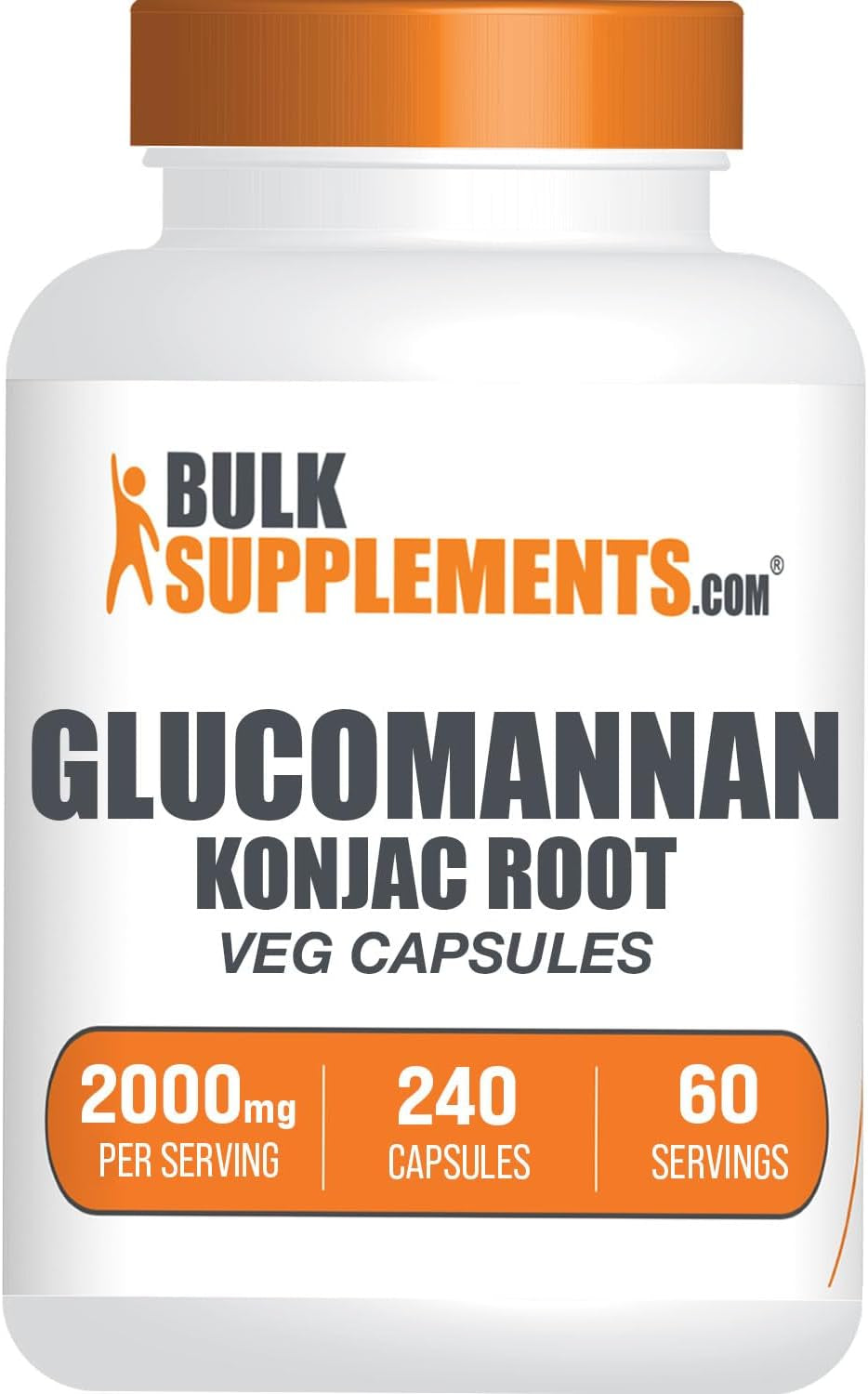 BULKSUPPLEMENTS.COM Glucomannan Capsules - Konjac Root Extract, Soluble Fiber Supplements, Konjac Root Capsules - Konjac Root 2000Mg - Vegan, 4 Capsules per Serving, 240 Veg Capsules