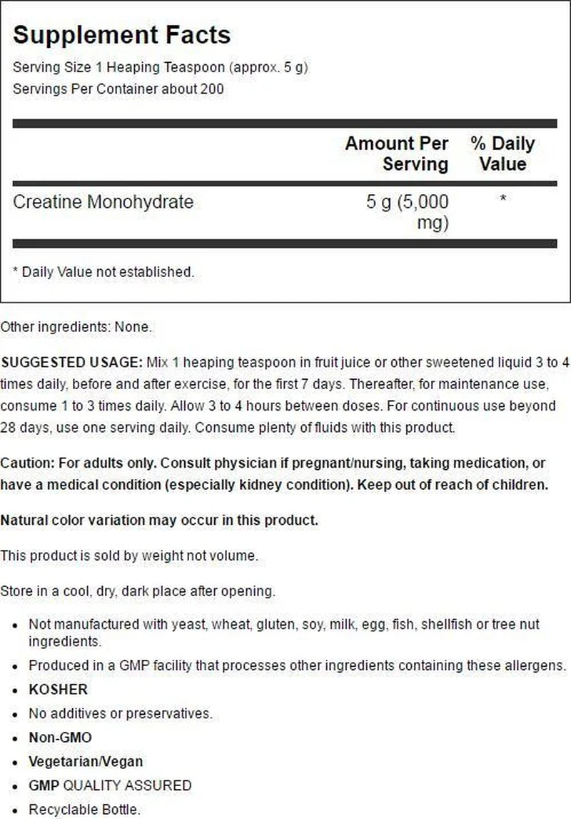 NOW Sports Nutrition, Creatine Monohydrate Powder, Mass Building*/Energy Production*, 2.2-Pound